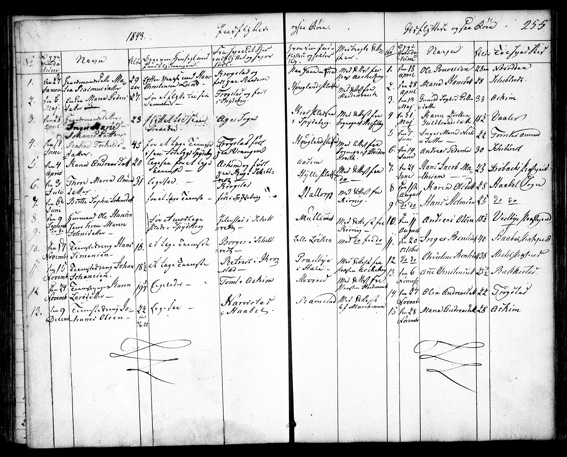Spydeberg prestekontor Kirkebøker, SAO/A-10924/F/Fa/L0005: Parish register (official) no. I 5, 1842-1862, p. 255