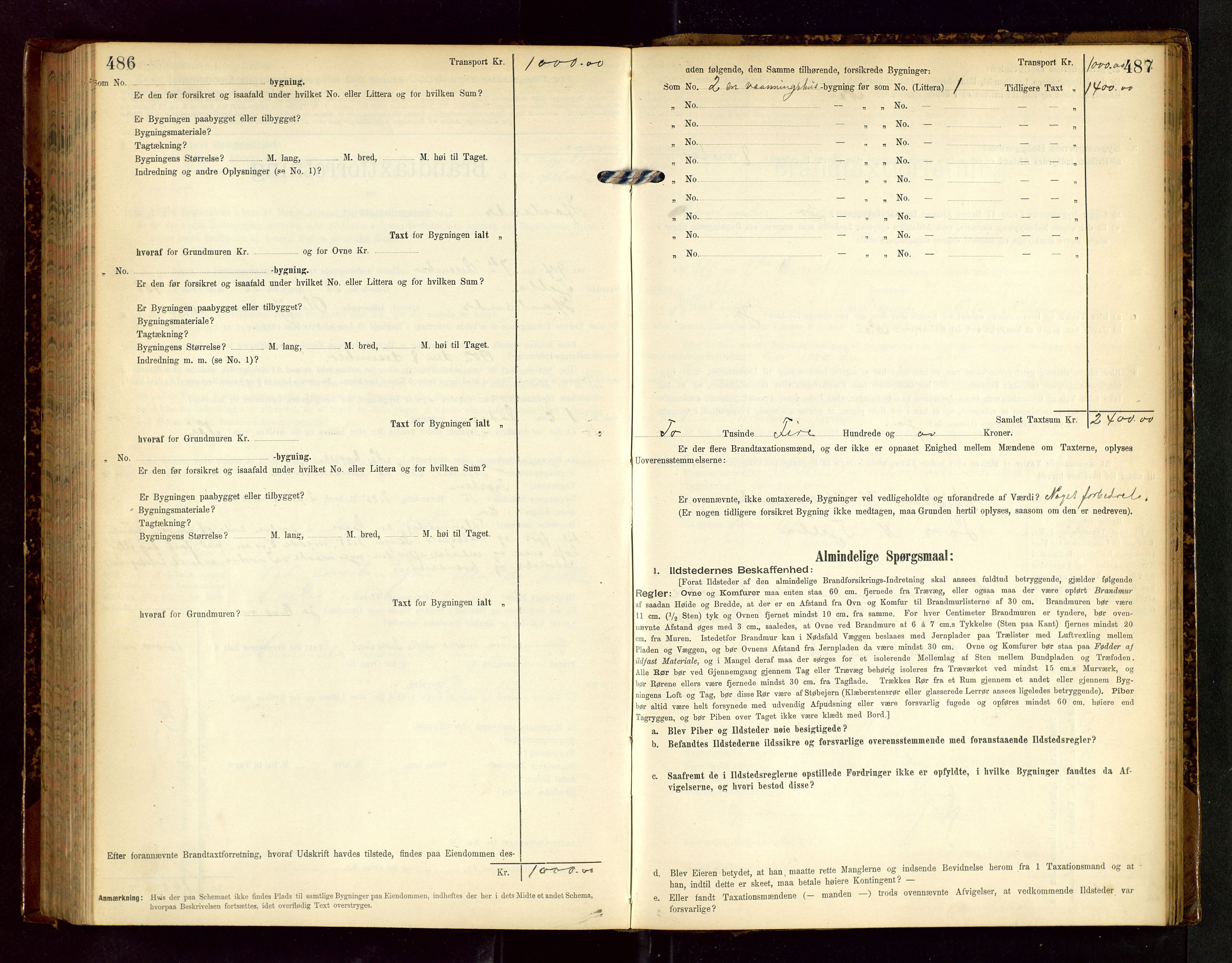 Håland lensmannskontor, SAST/A-100100/Gob/L0002: Branntakstprotokoll - skjematakst. Register i boken., 1902-1906, p. 486-487