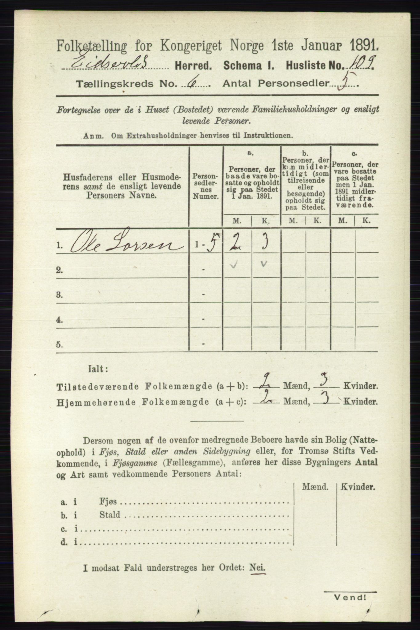 RA, 1891 census for 0237 Eidsvoll, 1891, p. 3768