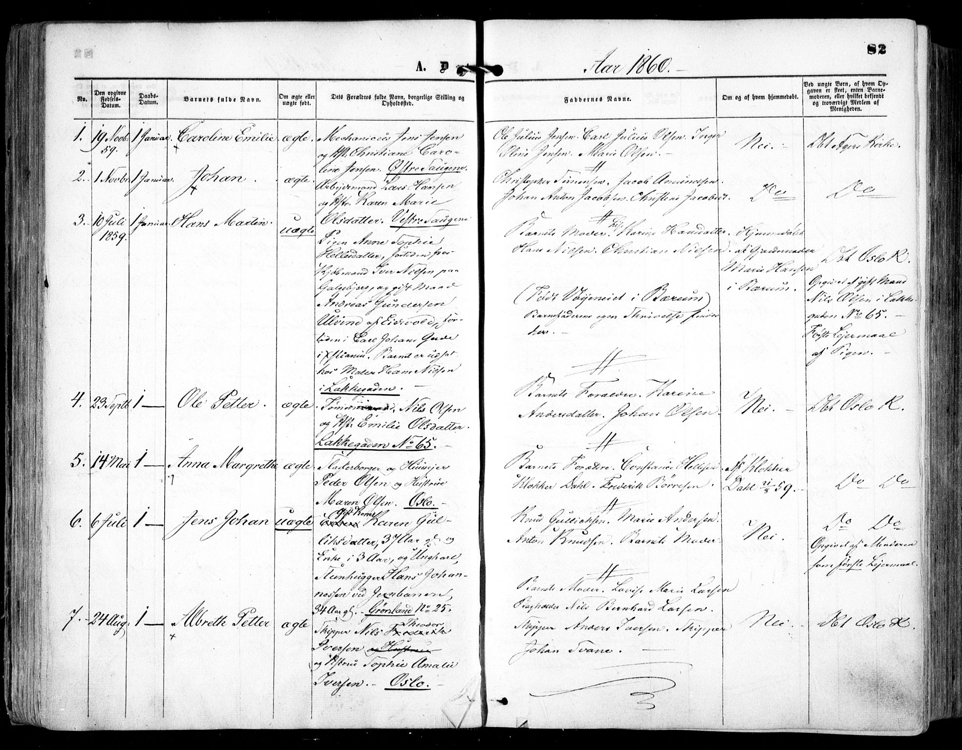 Grønland prestekontor Kirkebøker, SAO/A-10848/F/Fa/L0001: Parish register (official) no. 1, 1859-1861, p. 82