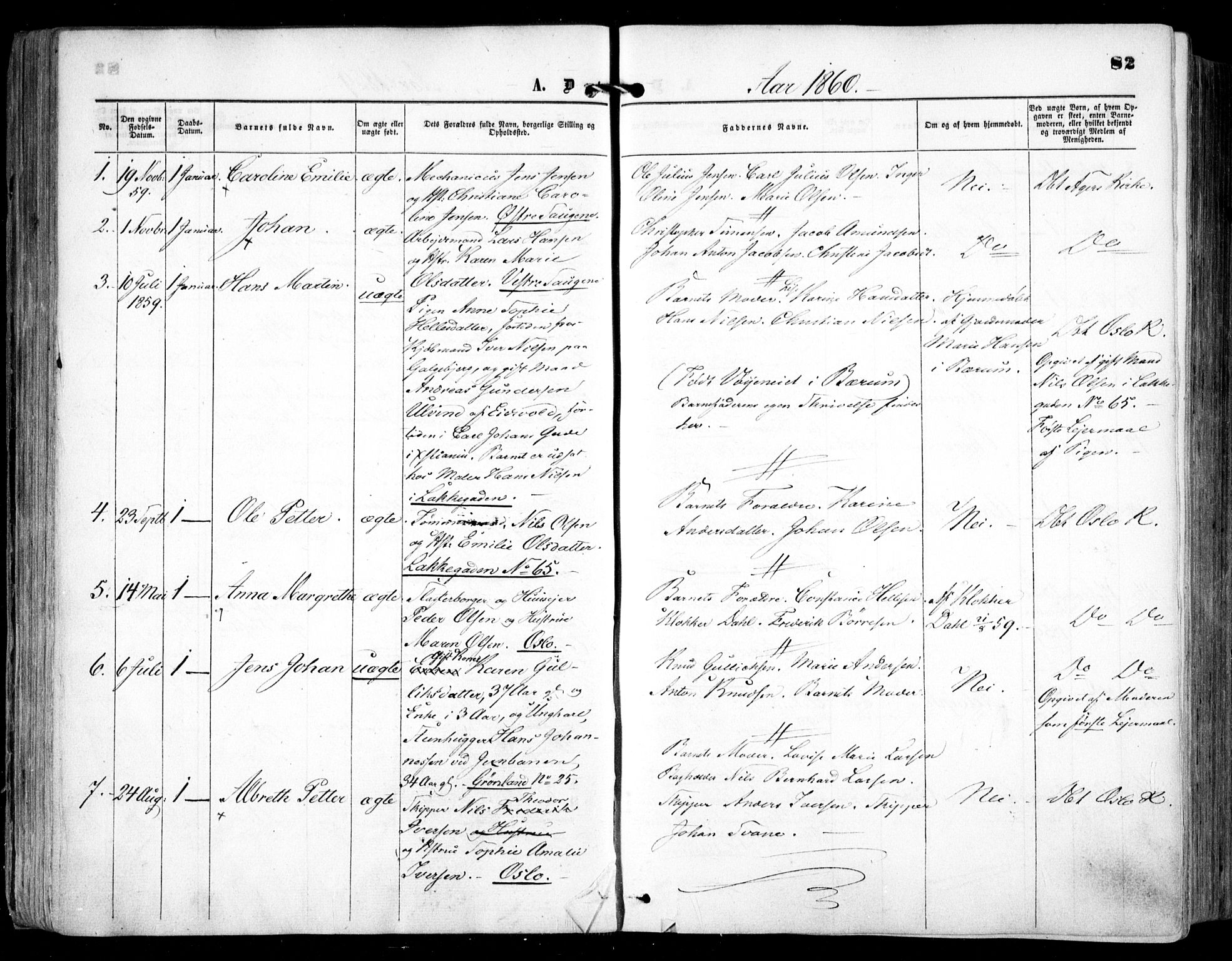 Grønland prestekontor Kirkebøker, AV/SAO-A-10848/F/Fa/L0001: Parish register (official) no. 1, 1859-1861, p. 82