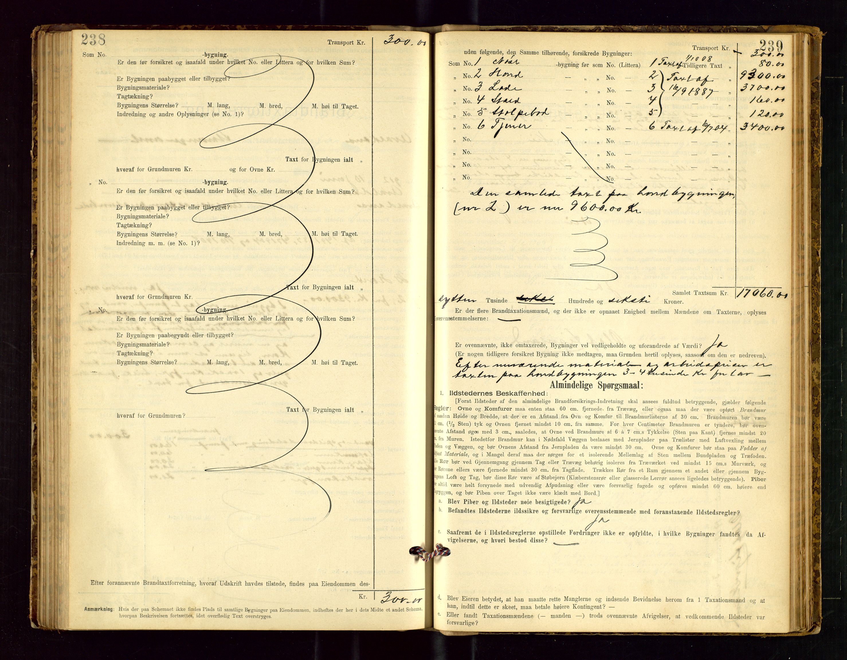 Avaldsnes lensmannskontor, SAST/A-100286/Gob/L0001: "Brandtaxationsprotokol for Avaldsnes Lensmandsdistrikt Ryfylke Fogderi", 1894-1925, p. 238-239