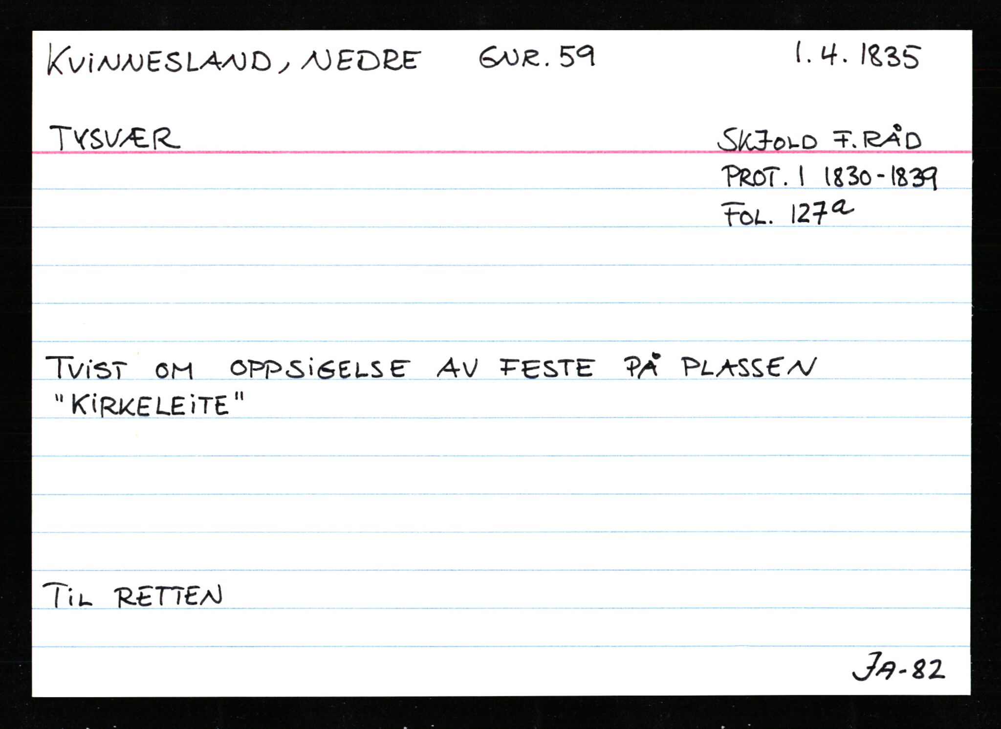 Statsarkivet i Stavanger, AV/SAST-A-101971/03/Y/Ym/L0033: Åstedskort sortert etter gårdsnavn: Kvelland - Lagestranden, 1600-1950, p. 154