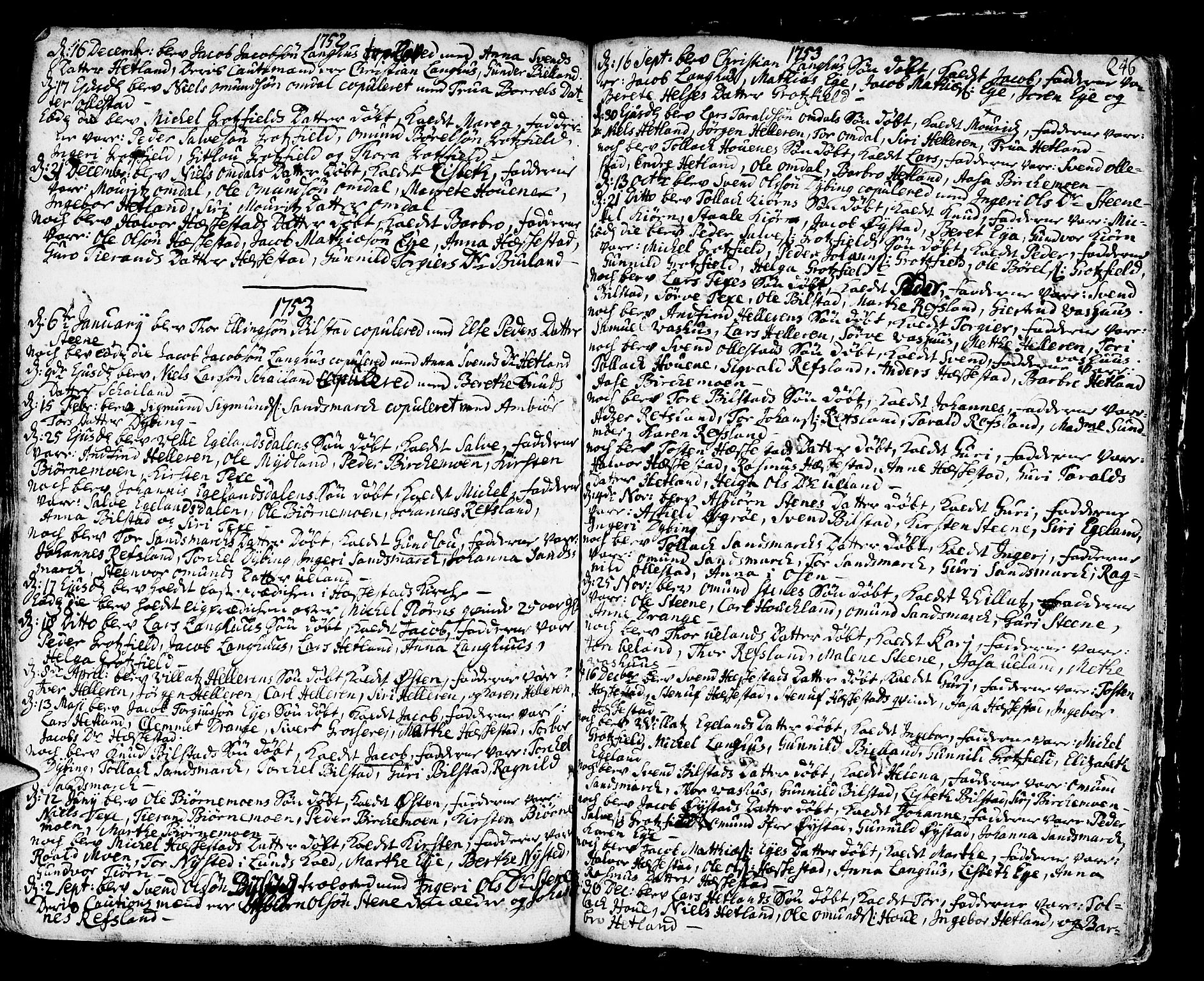 Helleland sokneprestkontor, AV/SAST-A-101810: Parish register (official) no. A 1 /3, 1713-1761, p. 246