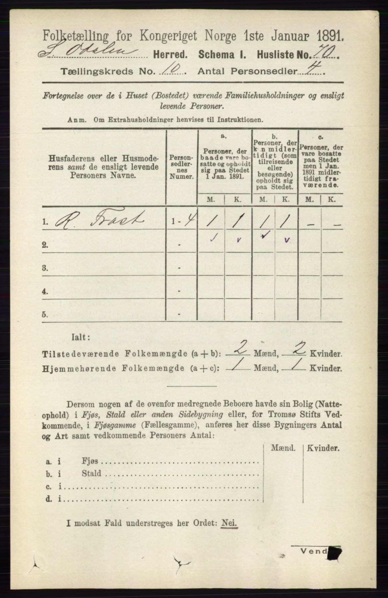 RA, 1891 census for 0419 Sør-Odal, 1891, p. 4358