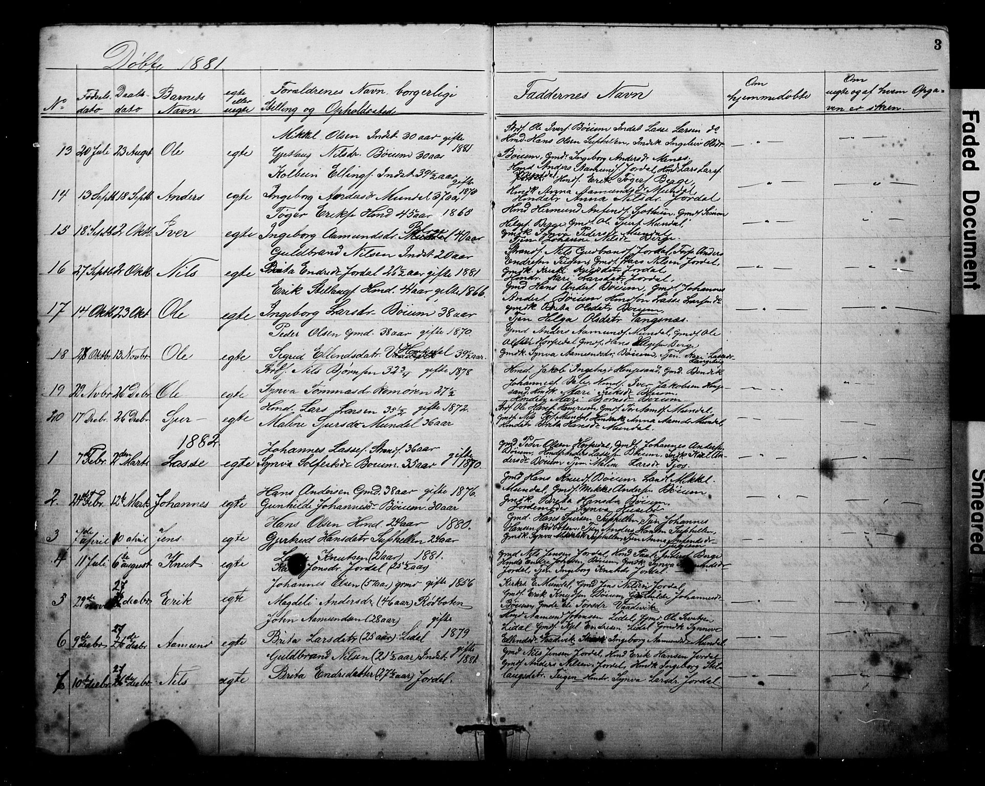 Balestrand sokneprestembete, SAB/A-79601: Parish register (copy) no. B 1A, 1880-1916, p. 3
