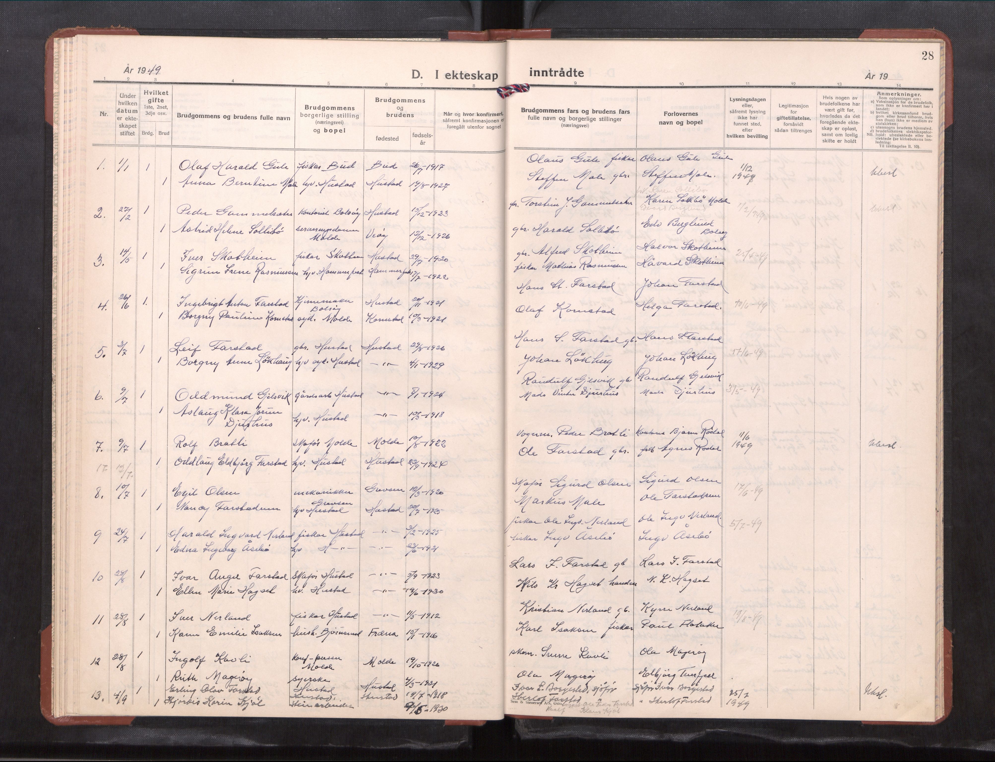 Ministerialprotokoller, klokkerbøker og fødselsregistre - Møre og Romsdal, AV/SAT-A-1454/567/L0787: Parish register (copy) no. 567---, 1939-1954, p. 28