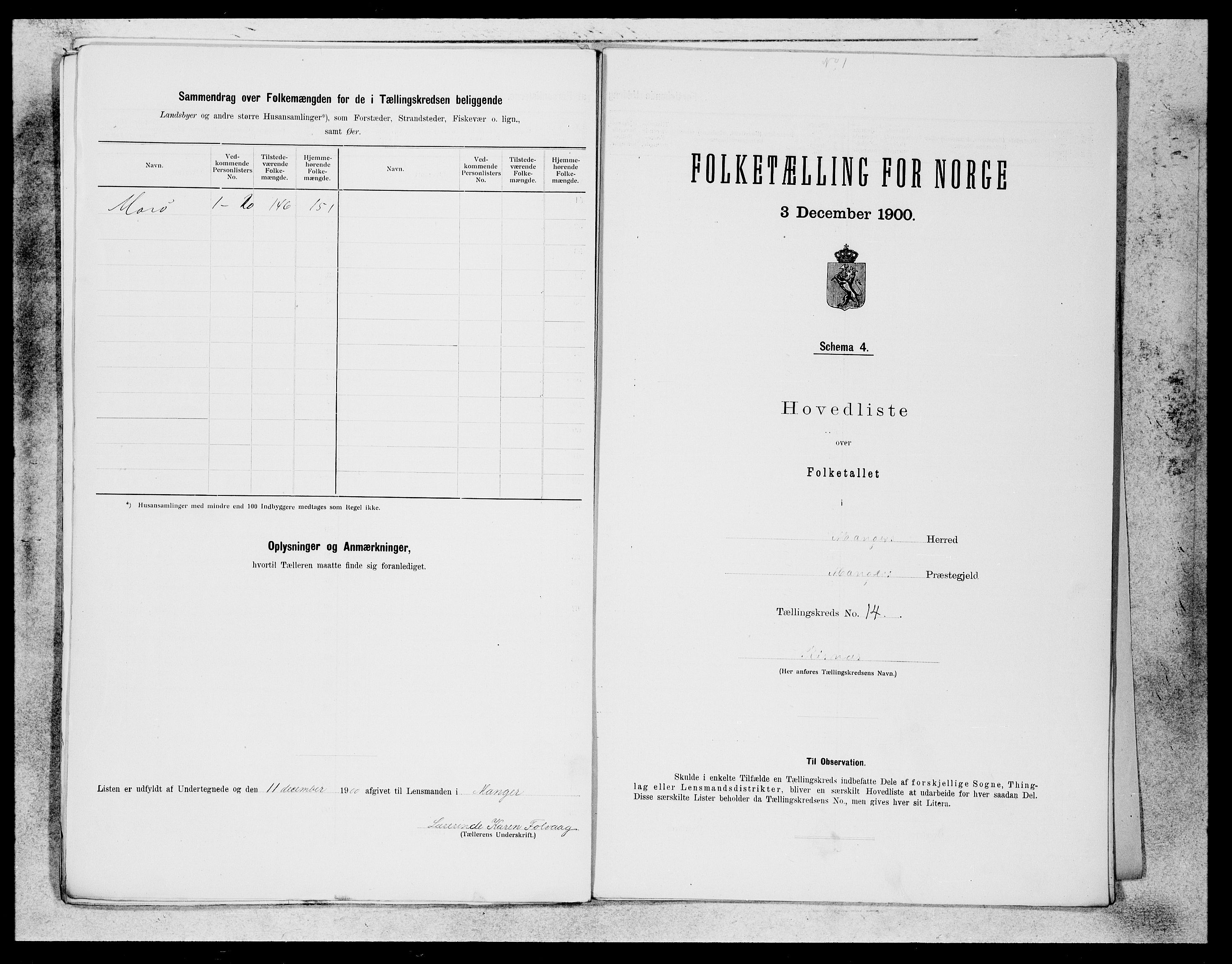 SAB, 1900 census for Manger, 1900, p. 27