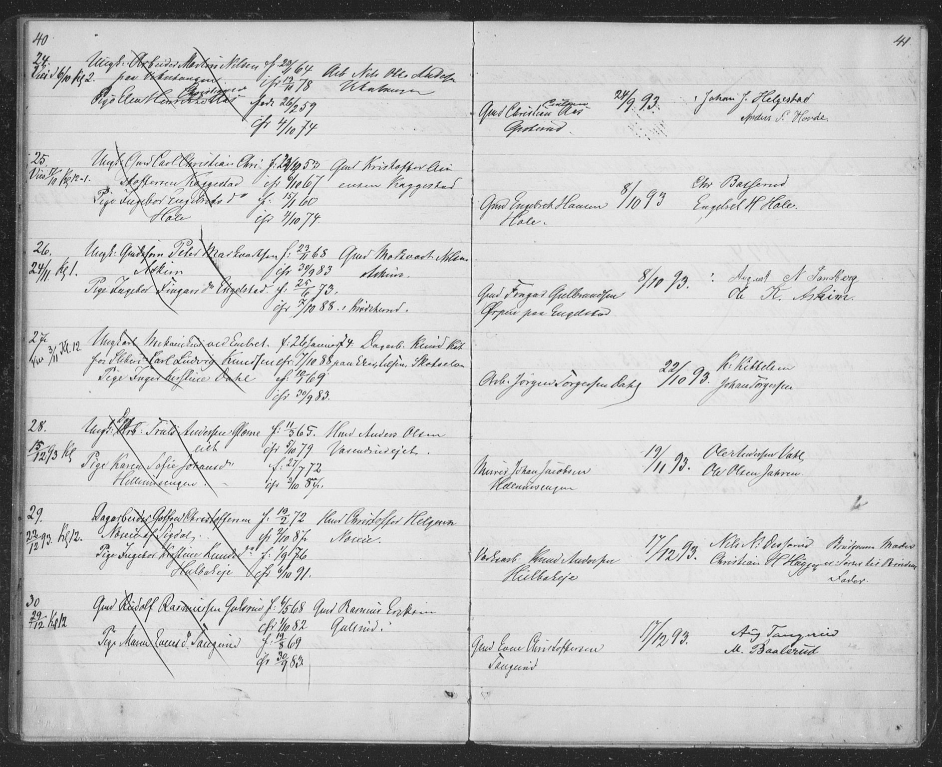 Modum kirkebøker, SAKO/A-234/H/Ha/L0001: Banns register no. I 1, 1891-1903, p. 40-41