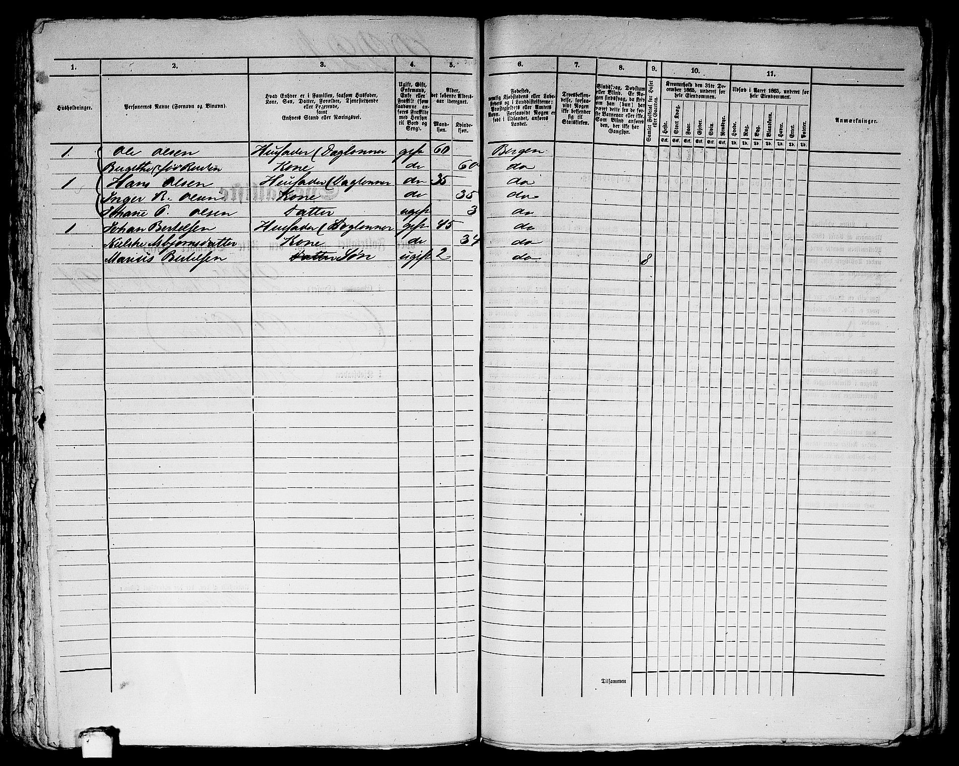 RA, 1865 census for Bergen, 1865, p. 4541