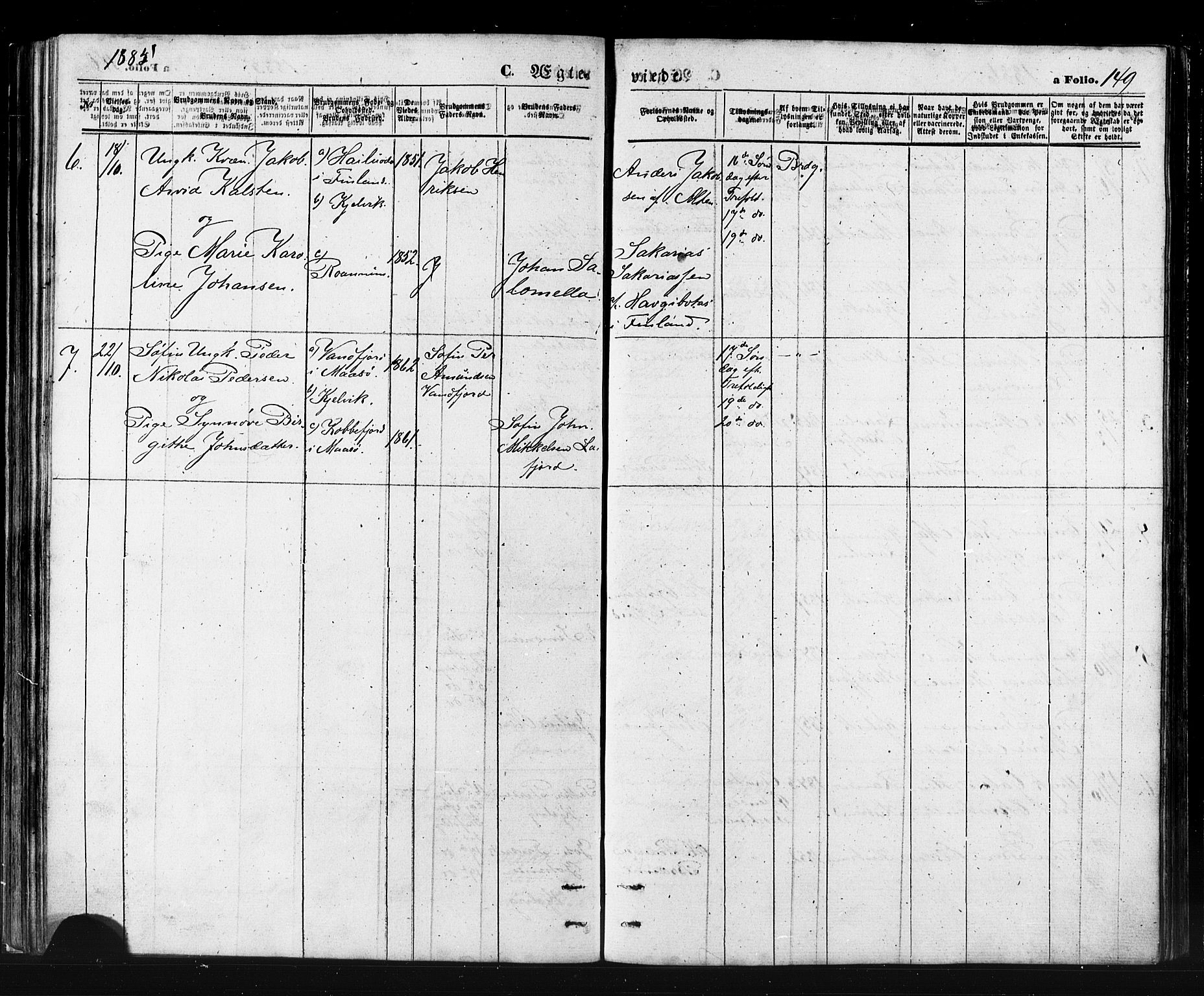 Måsøy sokneprestkontor, AV/SATØ-S-1348/H/Ha/L0006kirke: Parish register (official) no. 6, 1861-1886, p. 149