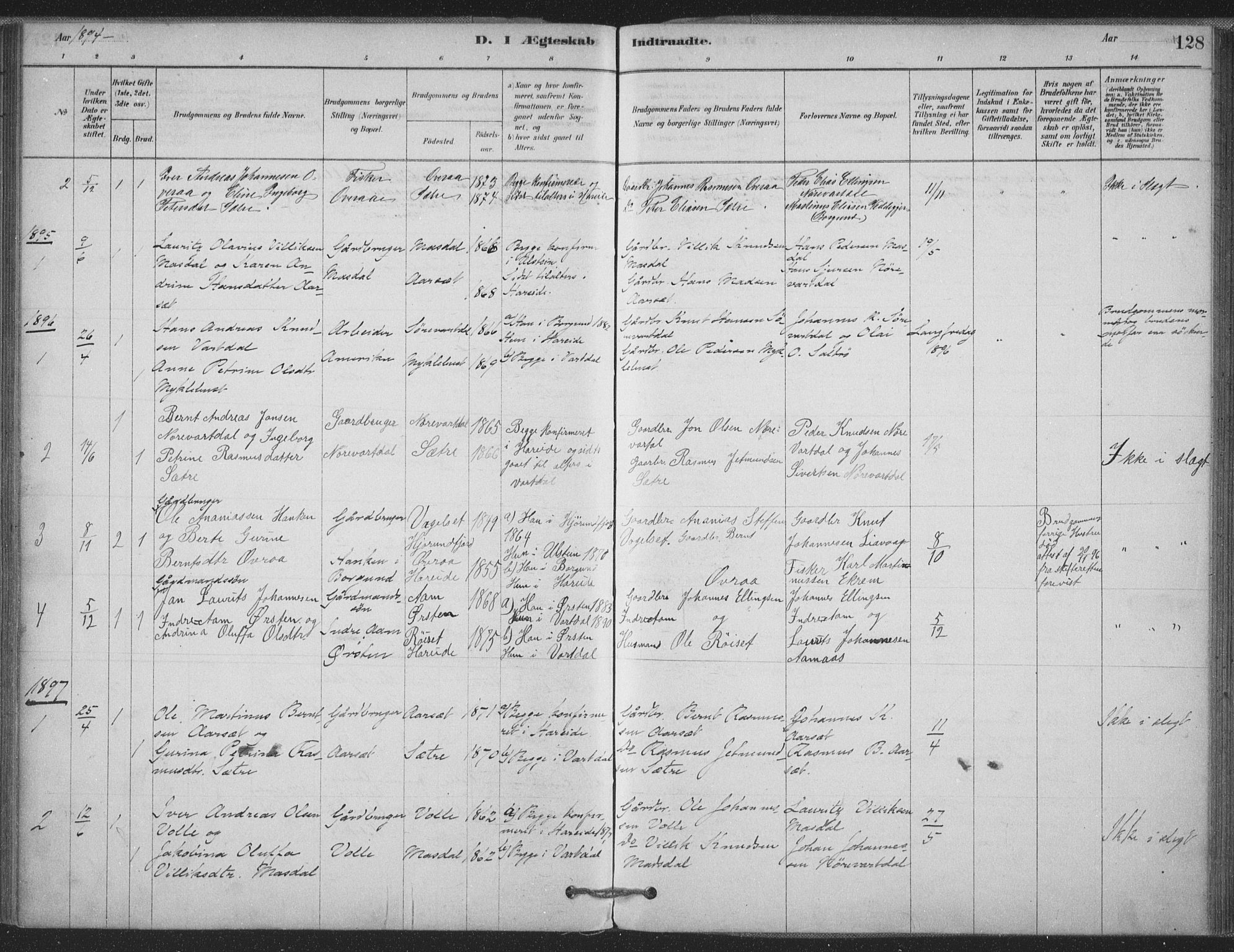 Ministerialprotokoller, klokkerbøker og fødselsregistre - Møre og Romsdal, AV/SAT-A-1454/514/L0199: Parish register (official) no. 514A01, 1878-1912, p. 128