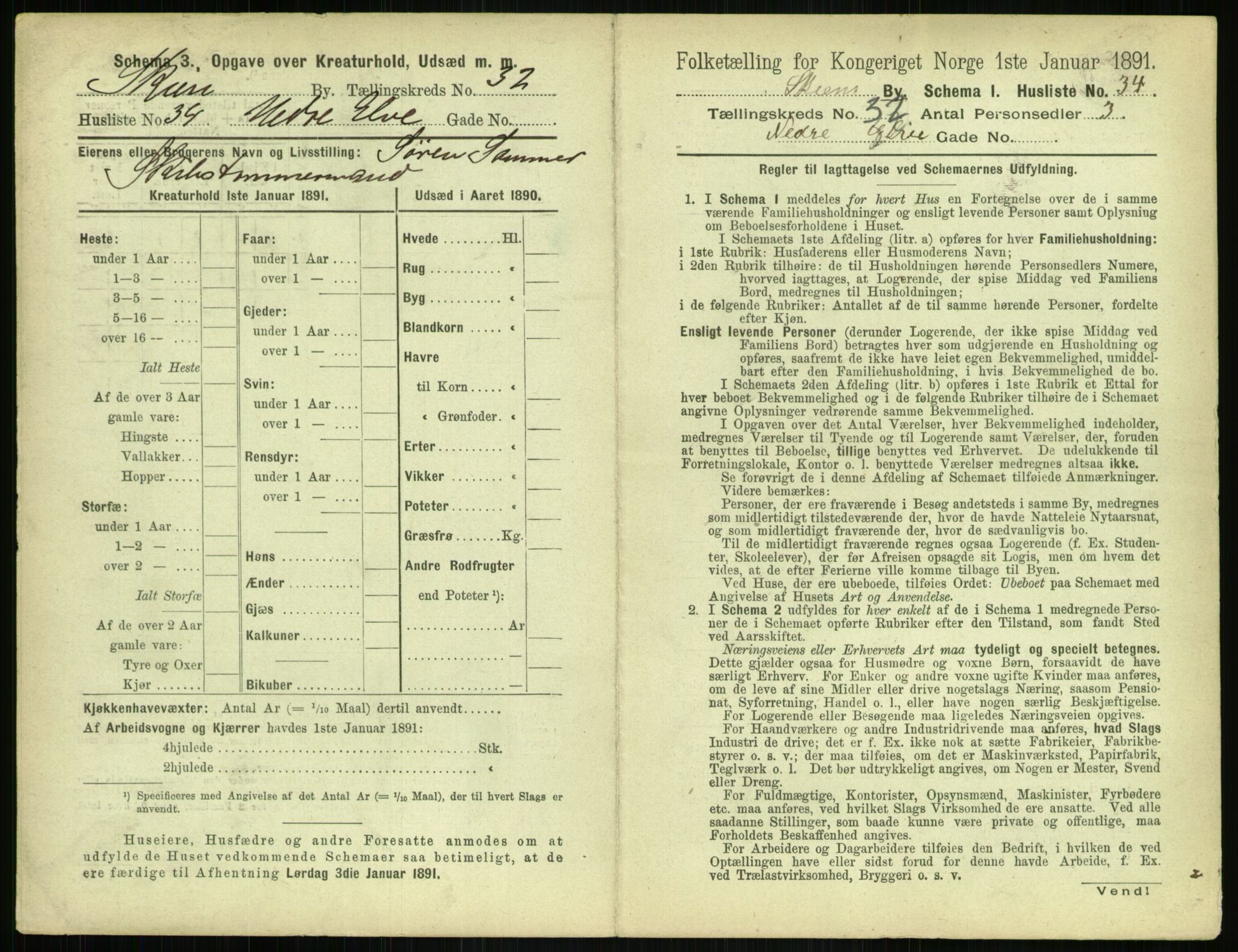 RA, 1891 census for 0806 Skien, 1891, p. 1278