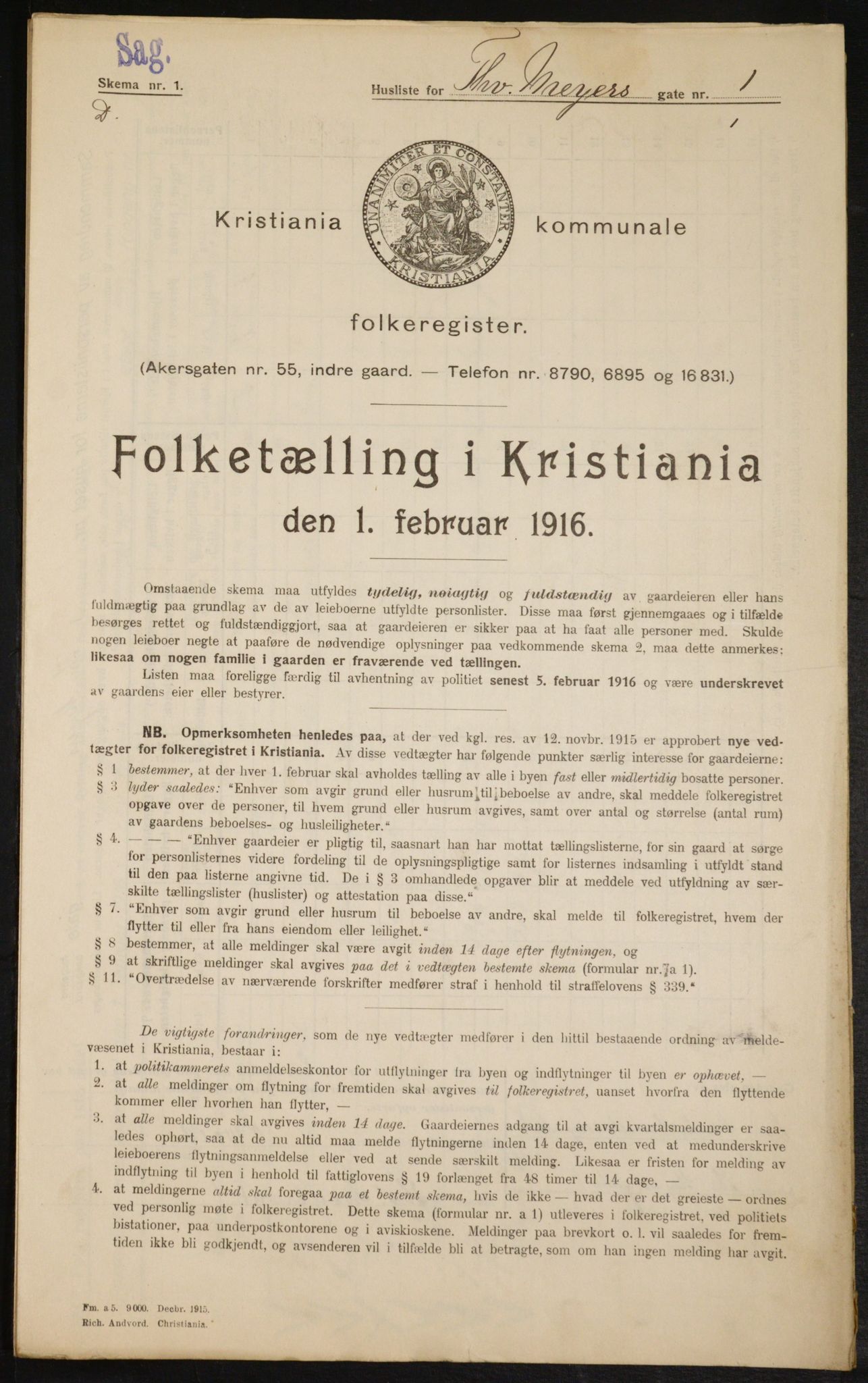 OBA, Municipal Census 1916 for Kristiania, 1916, p. 112602