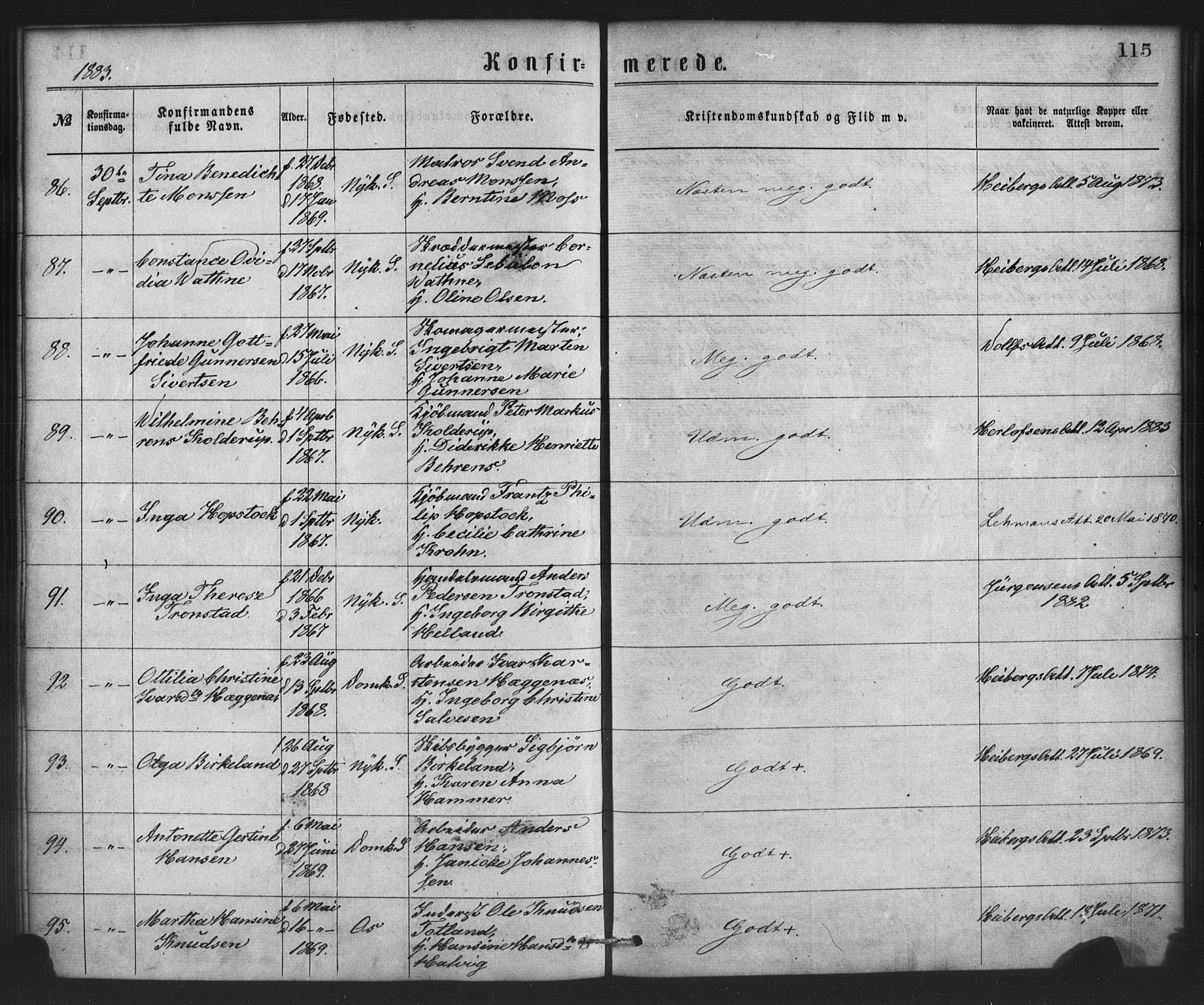 Nykirken Sokneprestembete, SAB/A-77101/H/Haa/L0026: Parish register (official) no. C 5, 1870-1886, p. 115