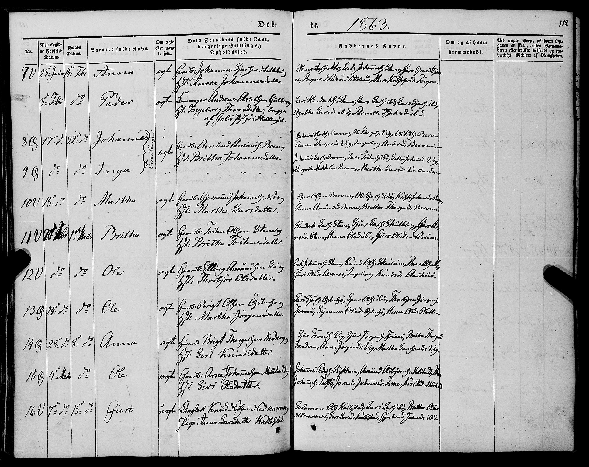 Kvam sokneprestembete, AV/SAB-A-76201/H/Haa: Parish register (official) no. A 8, 1844-1863, p. 112