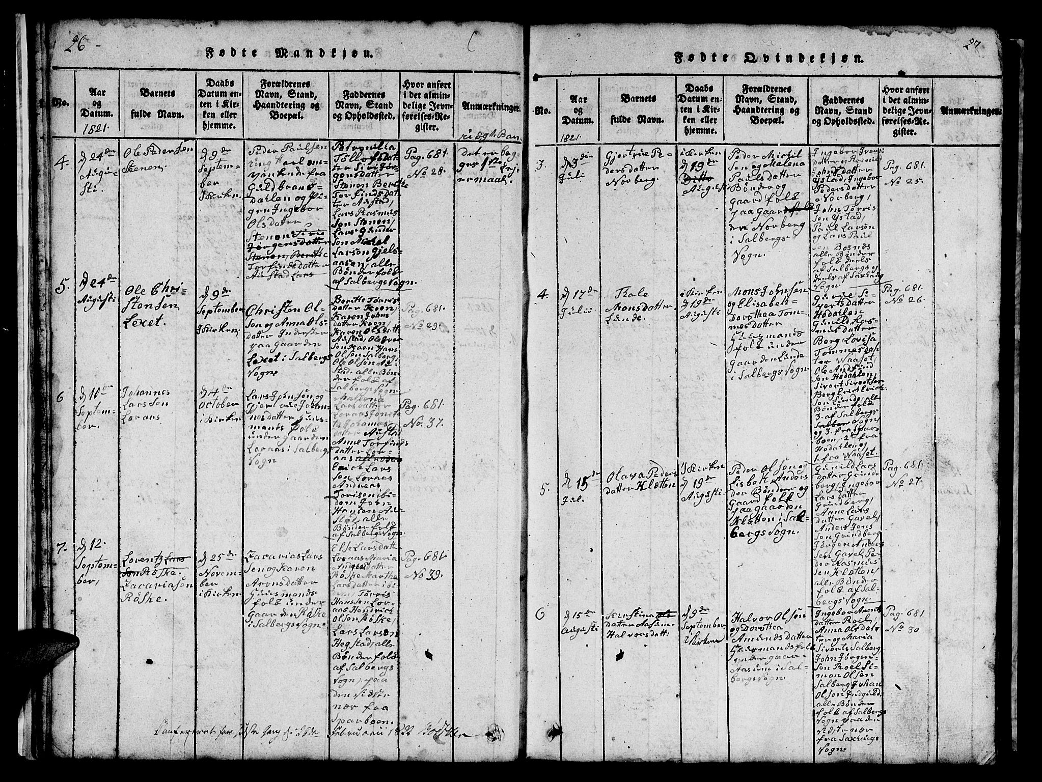 Ministerialprotokoller, klokkerbøker og fødselsregistre - Nord-Trøndelag, SAT/A-1458/731/L0310: Parish register (copy) no. 731C01, 1816-1874, p. 26-27