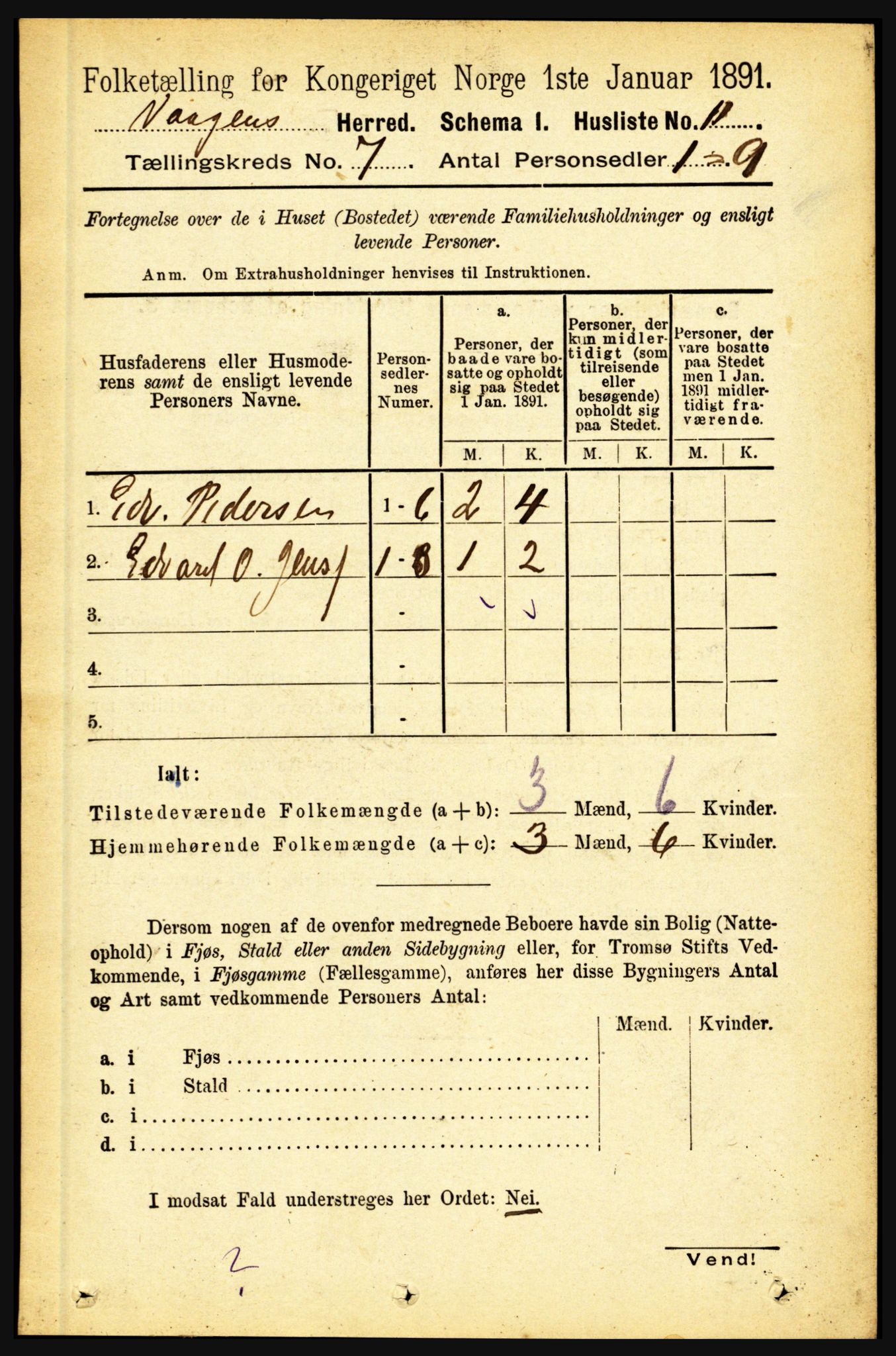 RA, 1891 census for 1865 Vågan, 1891, p. 1773