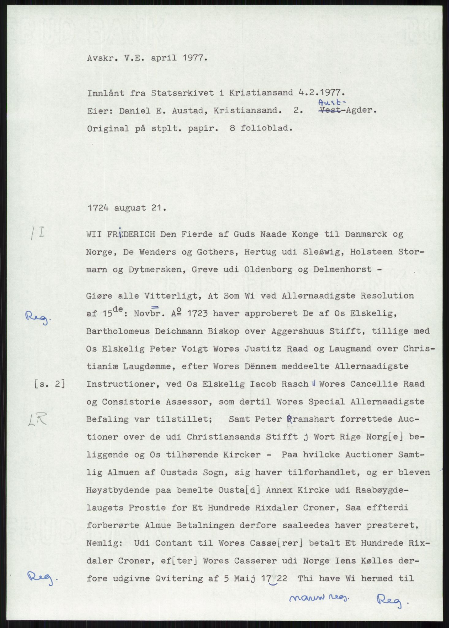 Samlinger til kildeutgivelse, Diplomavskriftsamlingen, AV/RA-EA-4053/H/Ha, p. 338