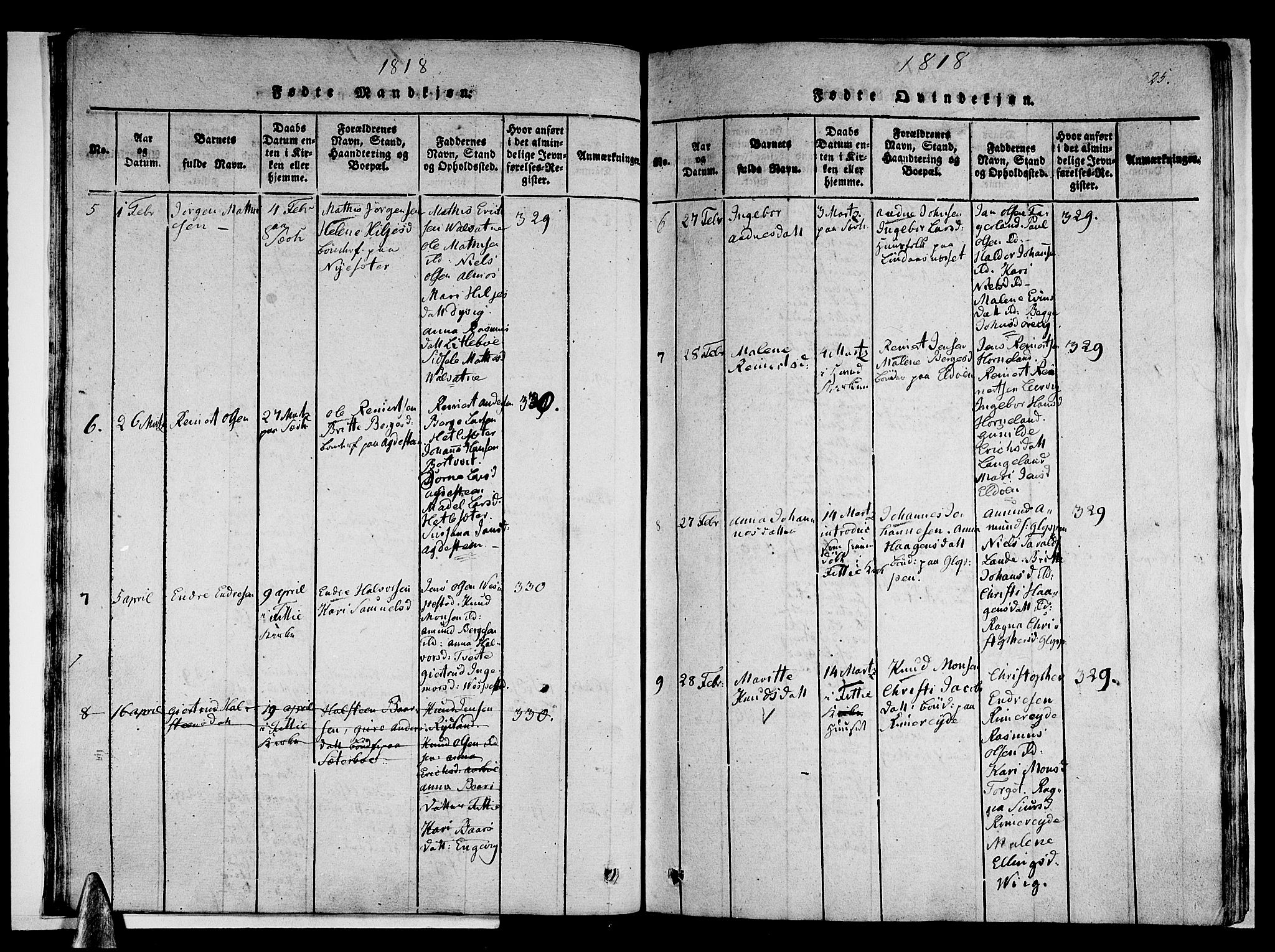 Stord sokneprestembete, AV/SAB-A-78201/H/Haa: Parish register (official) no. A 5, 1816-1825, p. 25