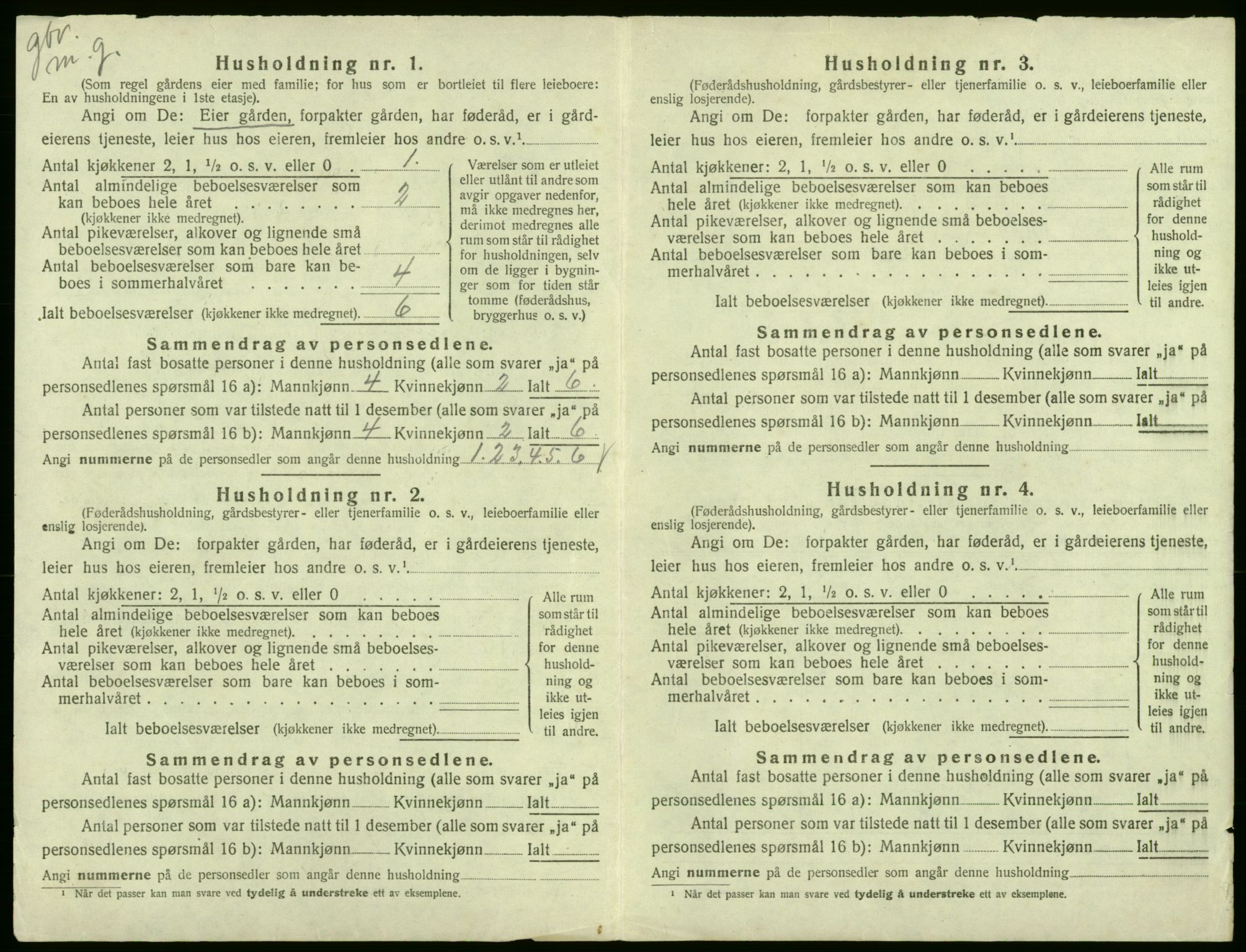 SAB, 1920 census for Ullensvang, 1920, p. 58