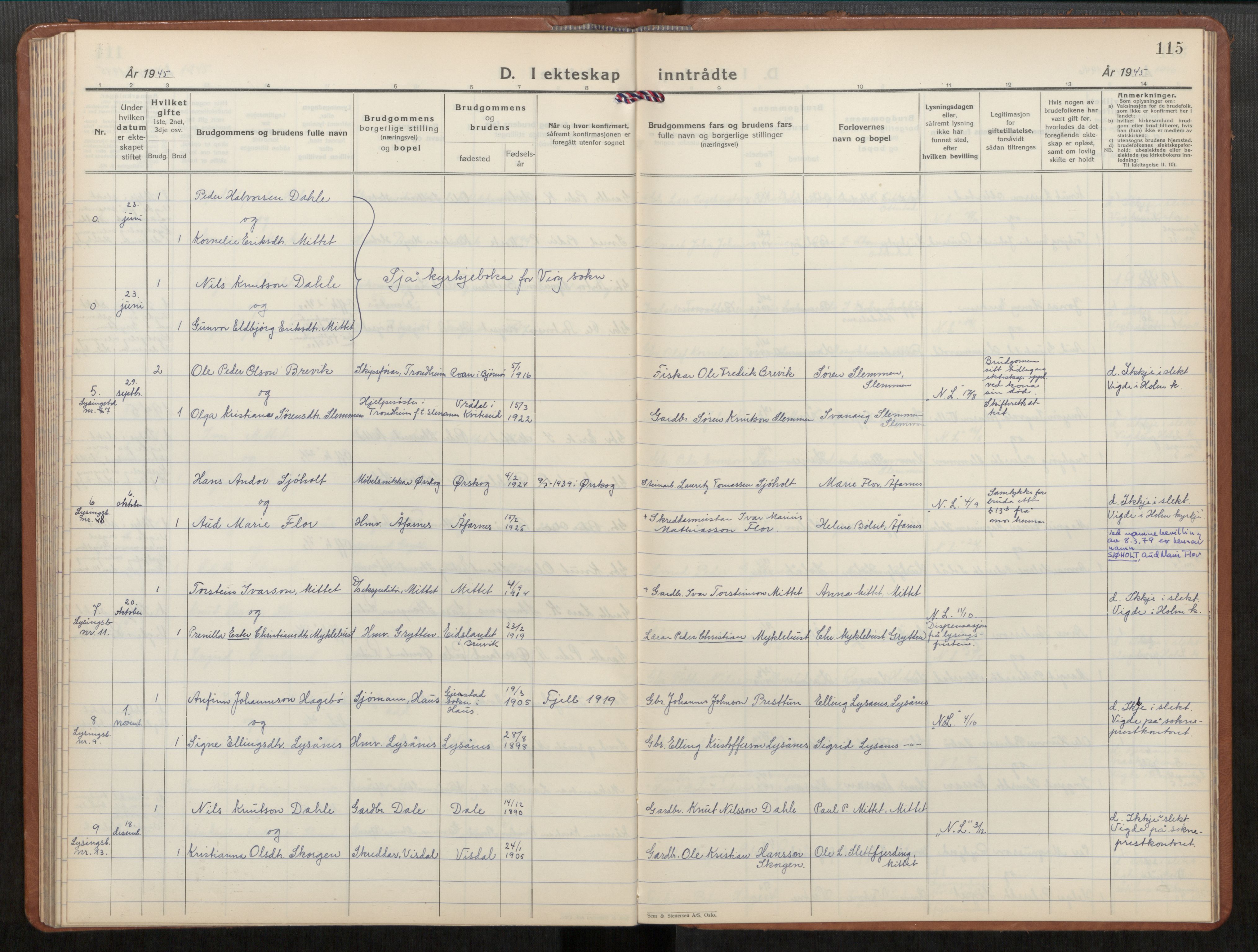 Ministerialprotokoller, klokkerbøker og fødselsregistre - Møre og Romsdal, AV/SAT-A-1454/549/L0616: Parish register (copy) no. 549C02, 1932-1961, p. 115