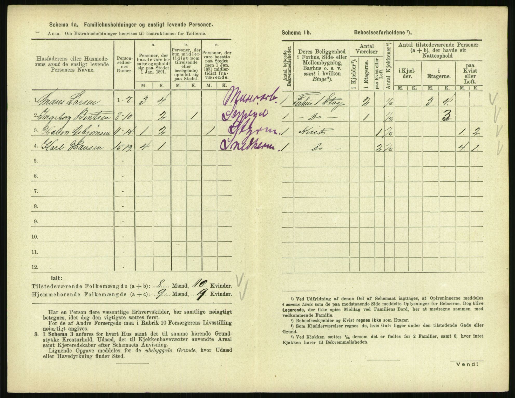 RA, 1891 census for 0801 Kragerø, 1891, p. 1347