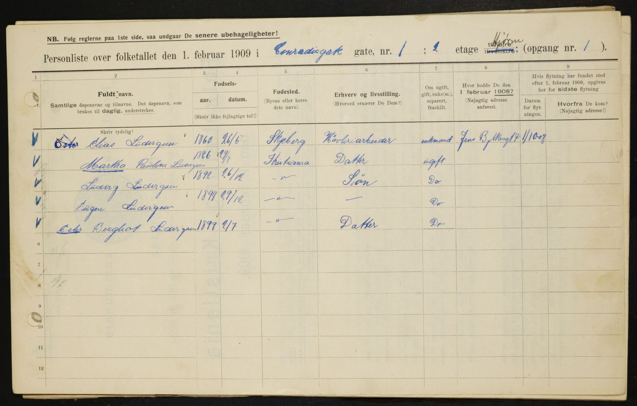 OBA, Municipal Census 1909 for Kristiania, 1909, p. 12050