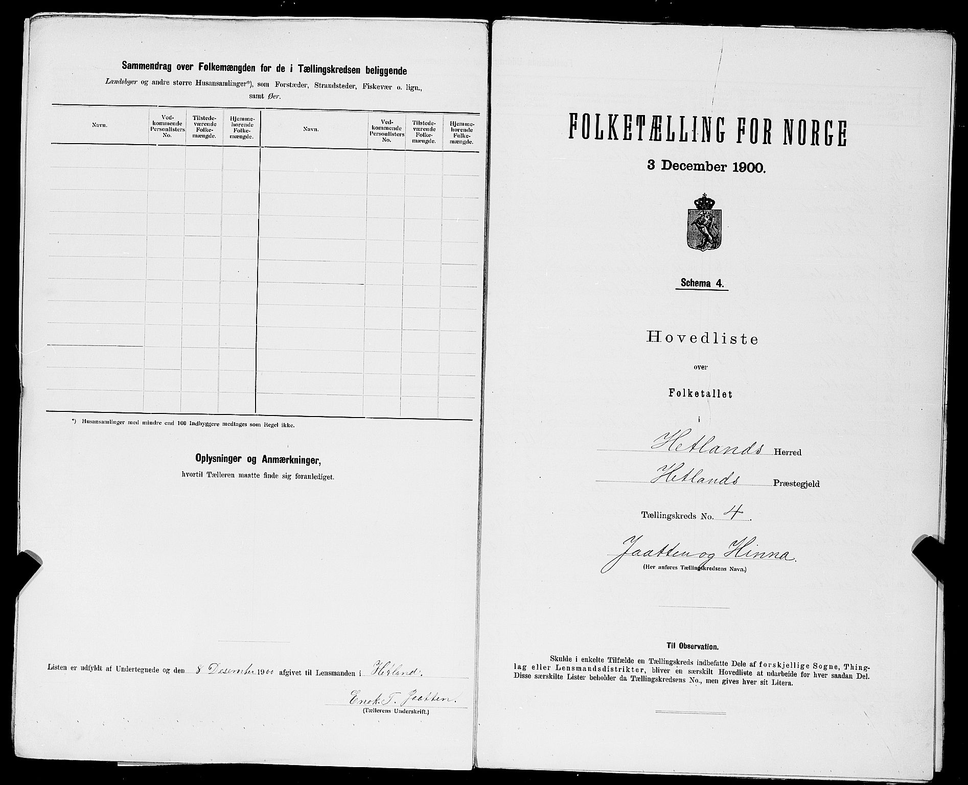 SAST, 1900 census for Hetland, 1900, p. 28