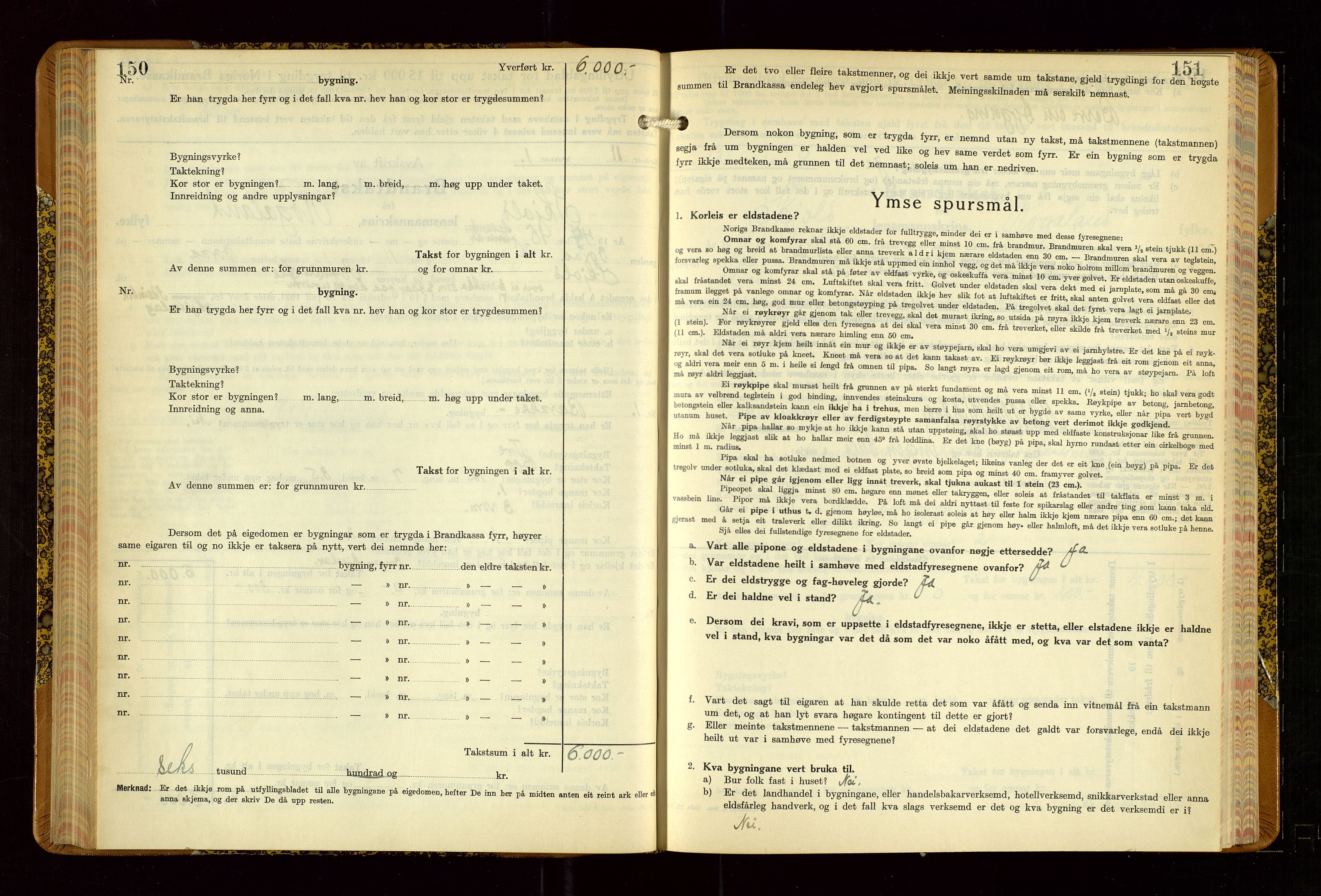 Skjold lensmannskontor, SAST/A-100182/Gob/L0002: "Branntakstbok for Skjold lensmannskrins Rogaland fylke", 1939-1952, p. 150-151