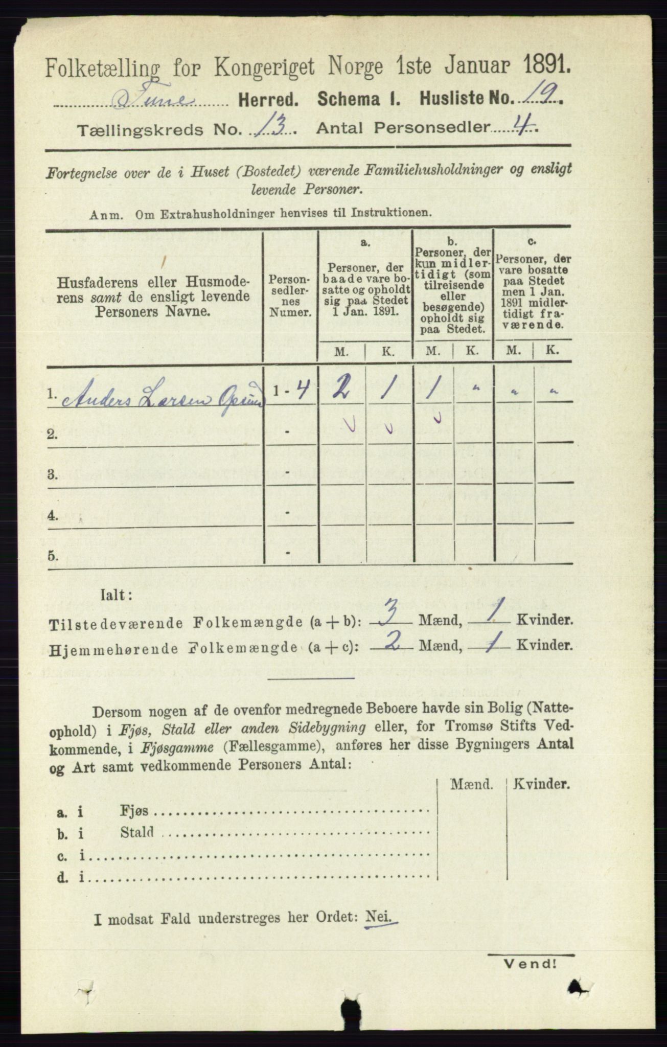 RA, 1891 census for 0130 Tune, 1891, p. 7556