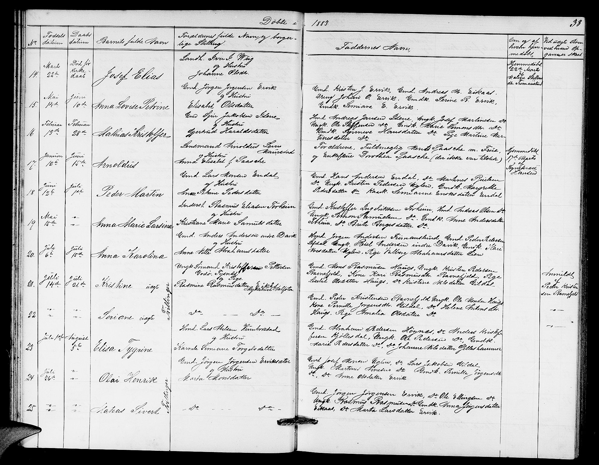 Davik sokneprestembete, AV/SAB-A-79701/H/Hab/Haba/L0001: Parish register (copy) no. A 1, 1866-1889, p. 38