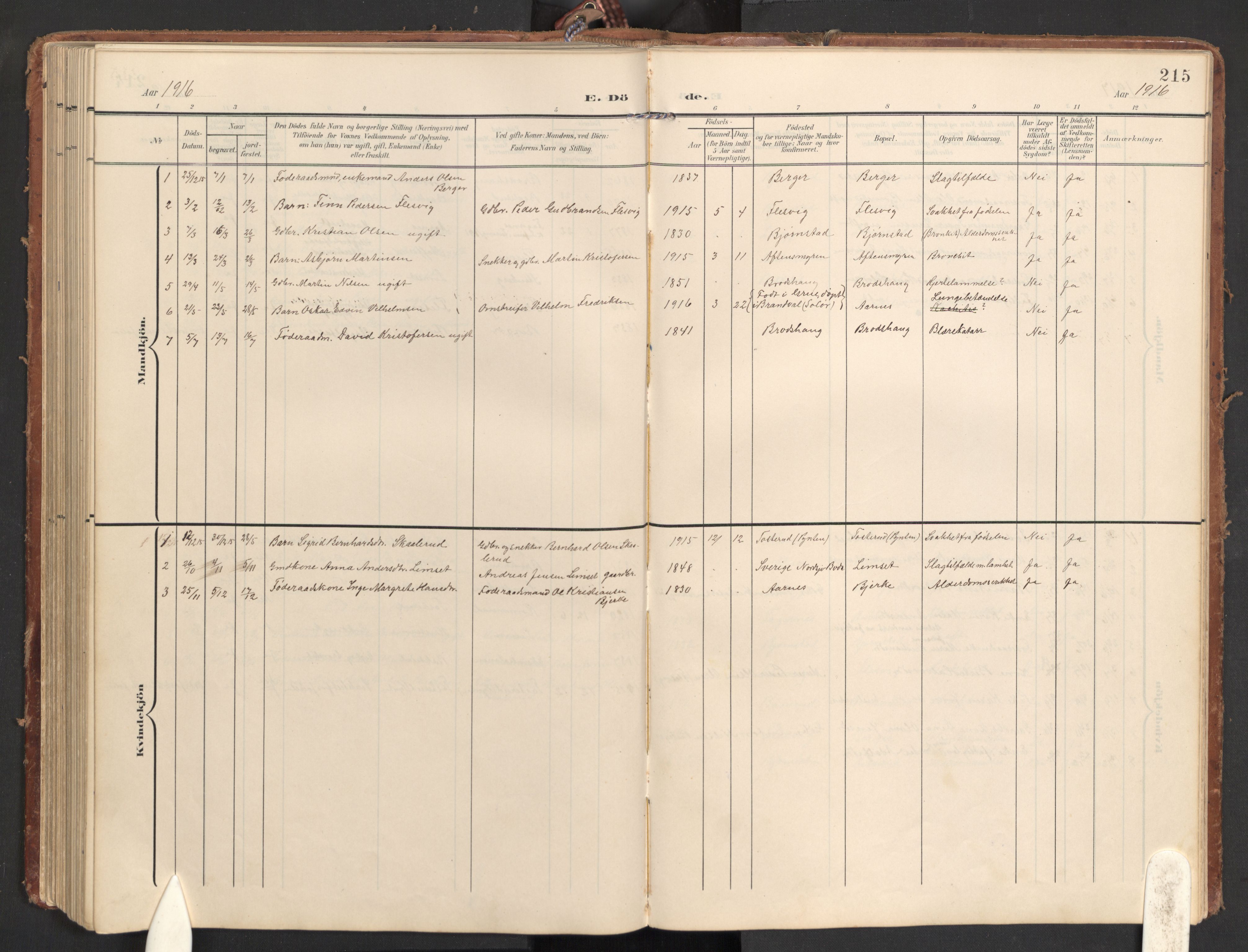 Hurdal prestekontor Kirkebøker, AV/SAO-A-10889/G/Gb/L0001: Parish register (copy) no. II 1, 1902-1939, p. 215