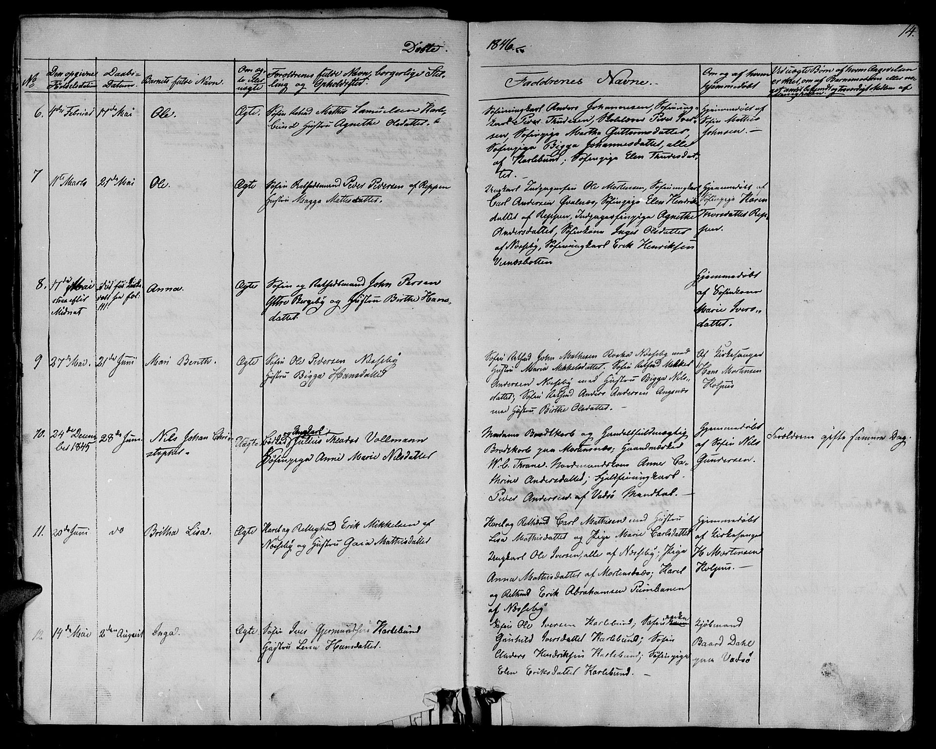 Nesseby sokneprestkontor, AV/SATØ-S-1330/H/Ha/L0001kirke: Parish register (official) no. 1, 1838-1855, p. 14