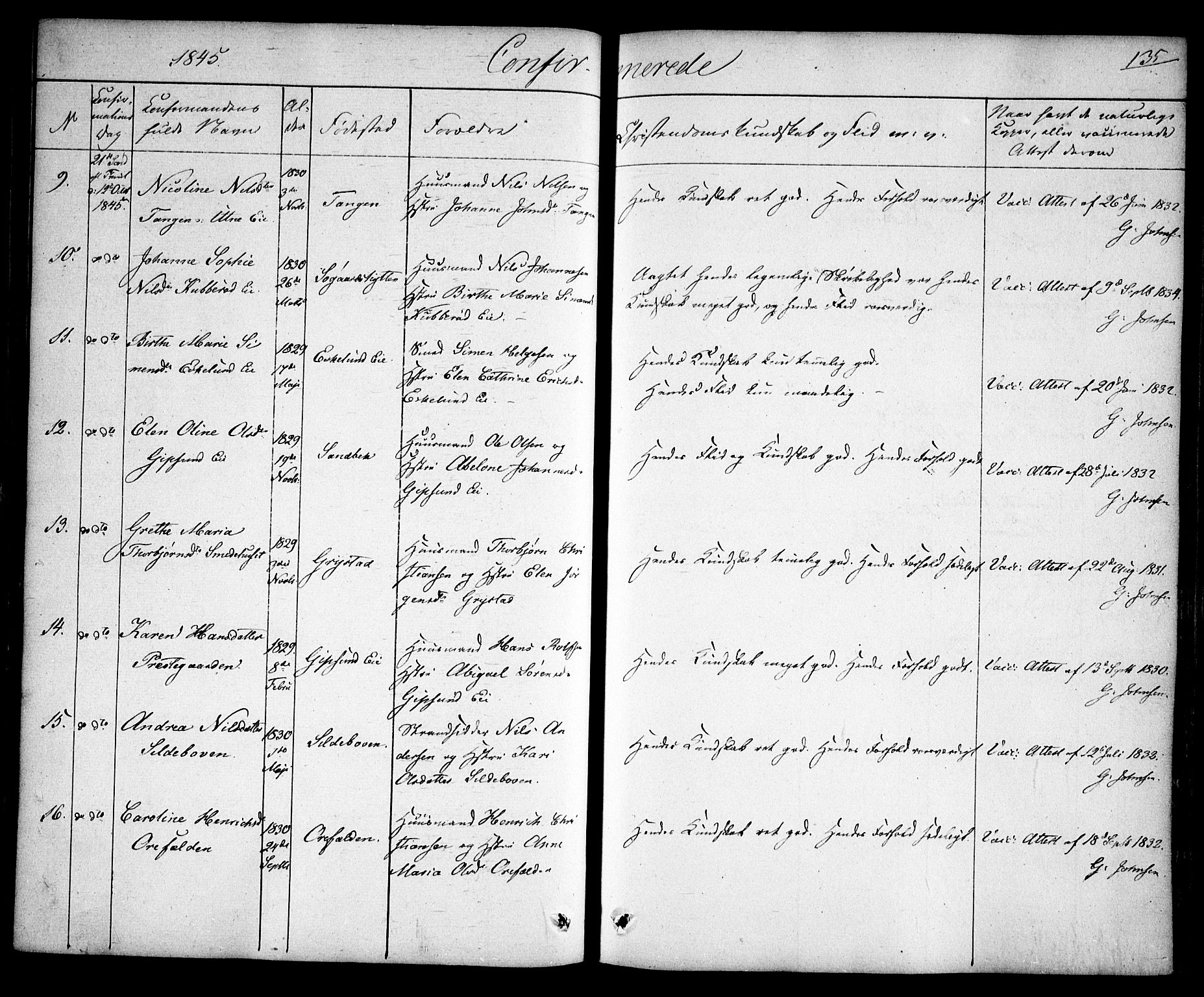 Rygge prestekontor Kirkebøker, AV/SAO-A-10084b/F/Fa/L0004: Parish register (official) no. 4, 1836-1851, p. 135