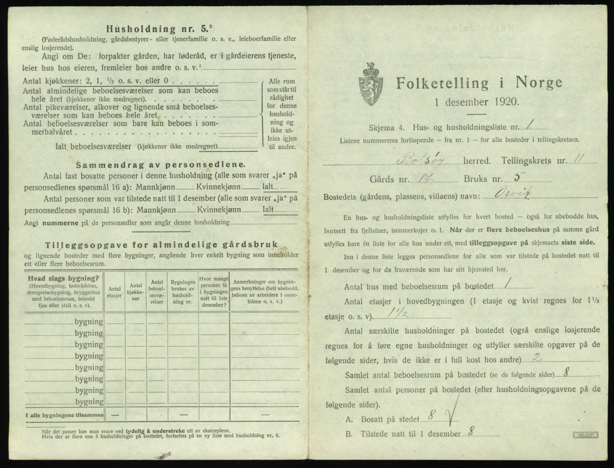 SAT, 1920 census for Bolsøy, 1920, p. 1573