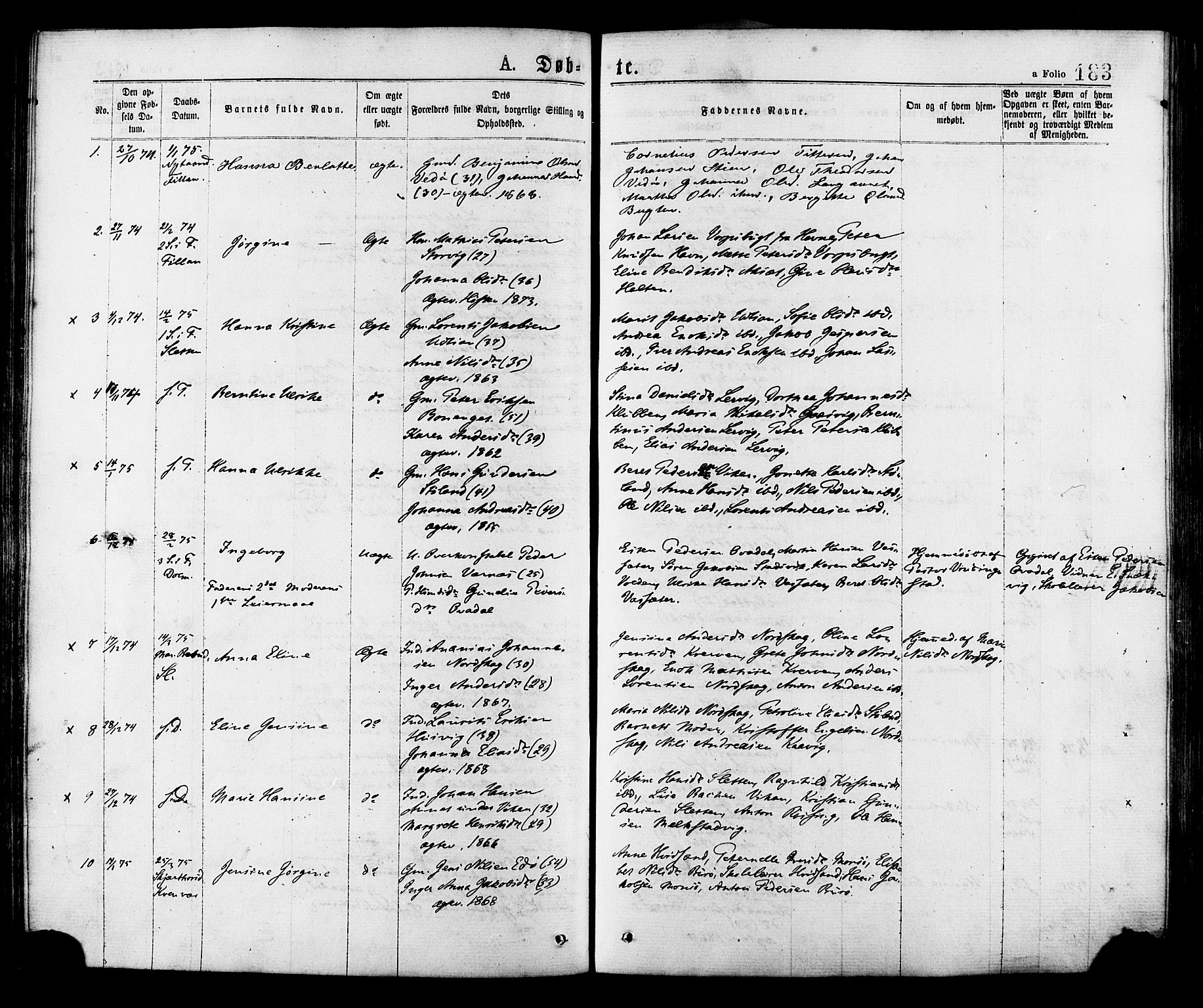 Ministerialprotokoller, klokkerbøker og fødselsregistre - Sør-Trøndelag, SAT/A-1456/634/L0532: Parish register (official) no. 634A08, 1871-1881, p. 183