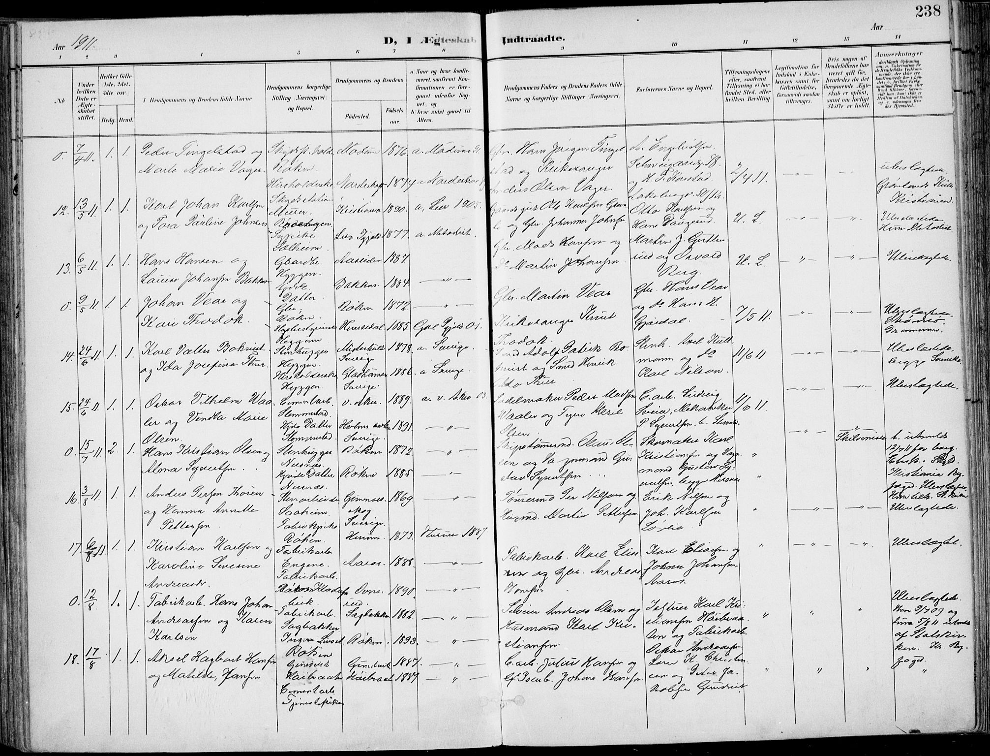 Røyken kirkebøker, AV/SAKO-A-241/F/Fa/L0009: Parish register (official) no. 9, 1898-1911, p. 238