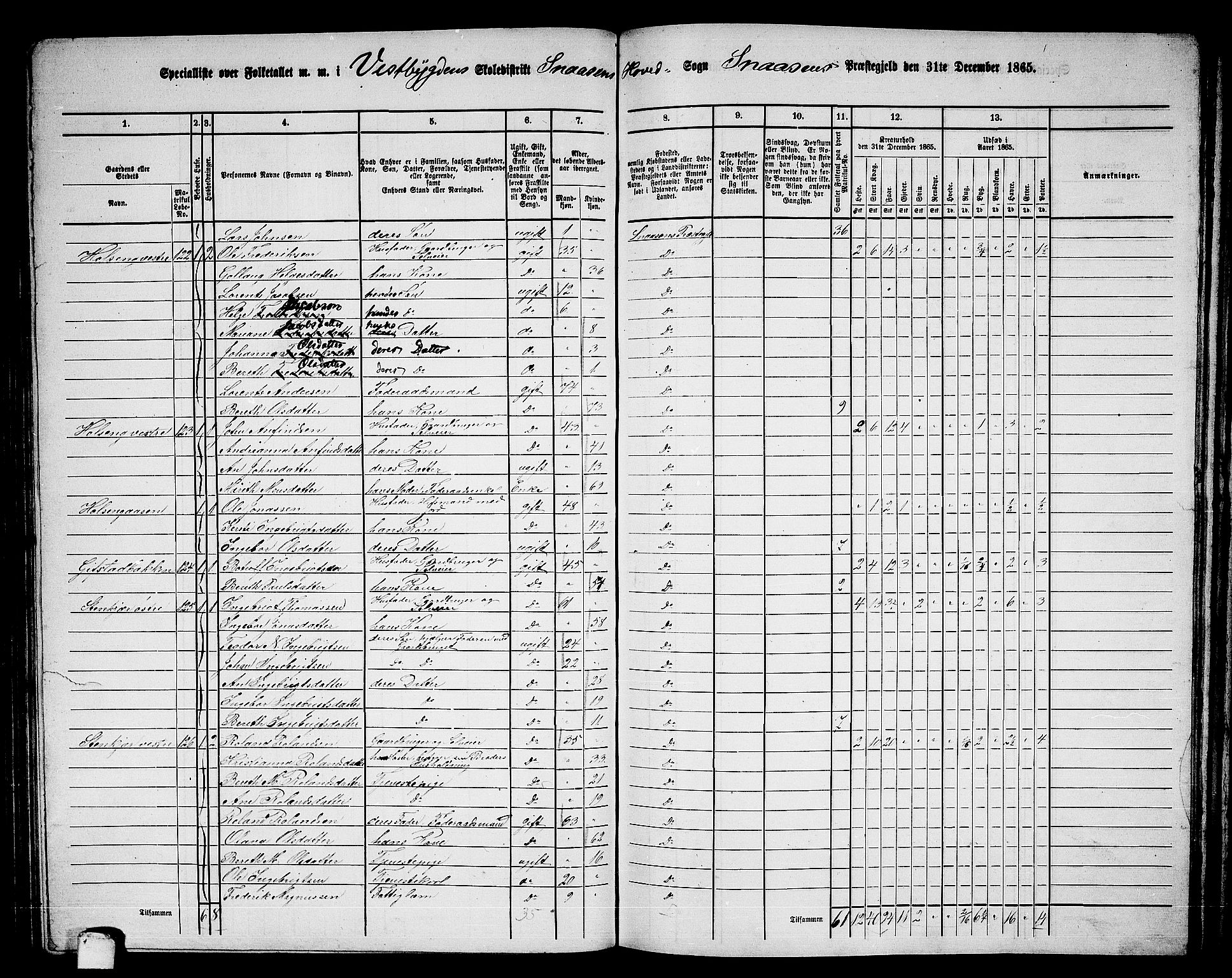 RA, 1865 census for Snåsa, 1865, p. 78