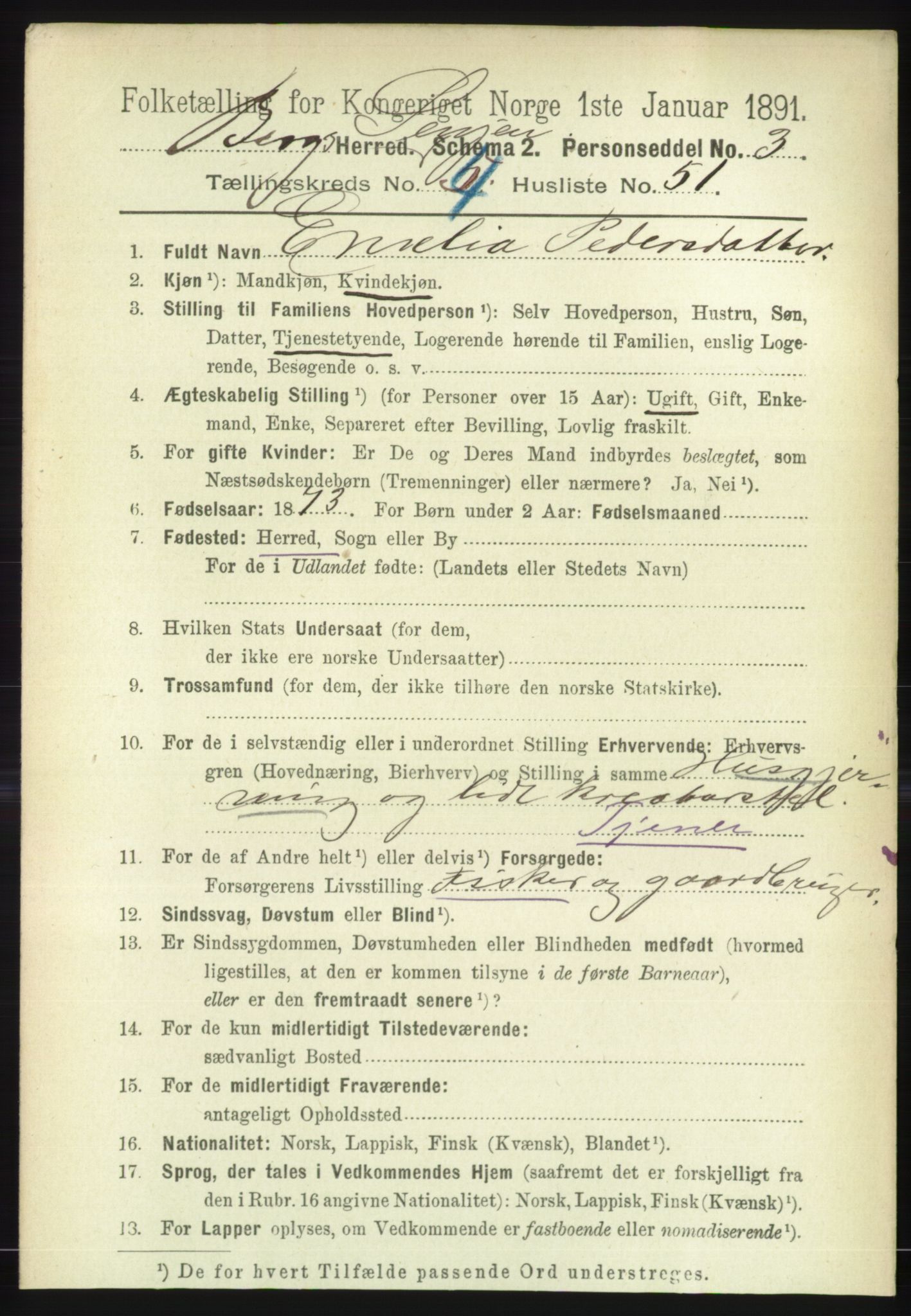 RA, 1891 census for 1929 Berg, 1891, p. 2015