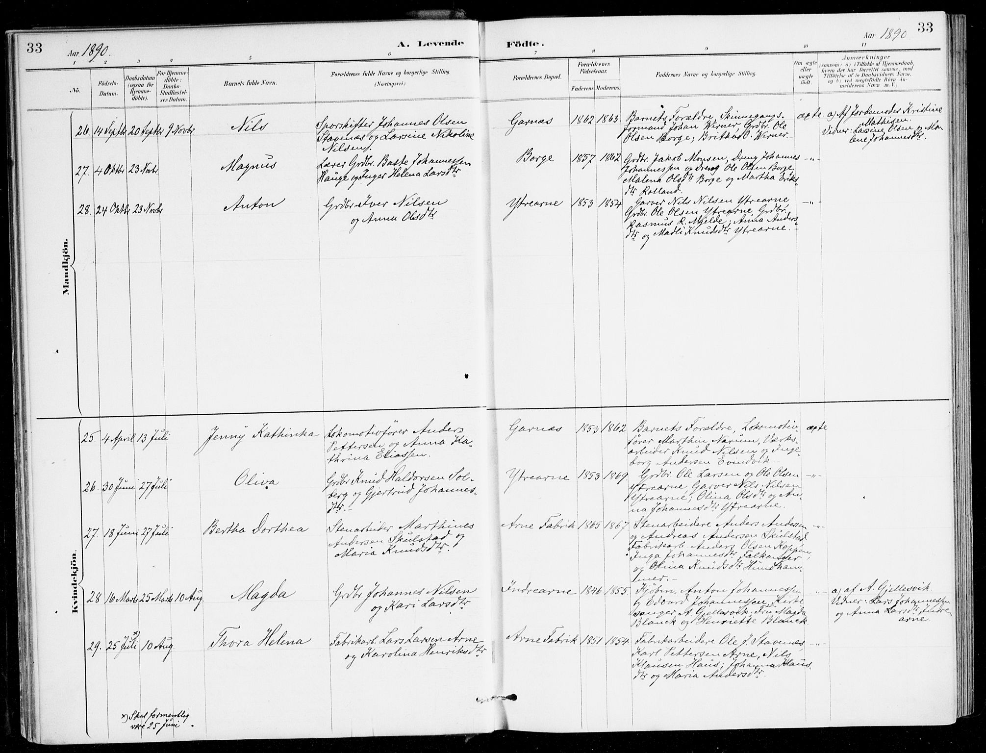 Haus sokneprestembete, AV/SAB-A-75601/H/Haa/Haad/L0001: Parish register (official) no. D 1, 1887-1898, p. 33