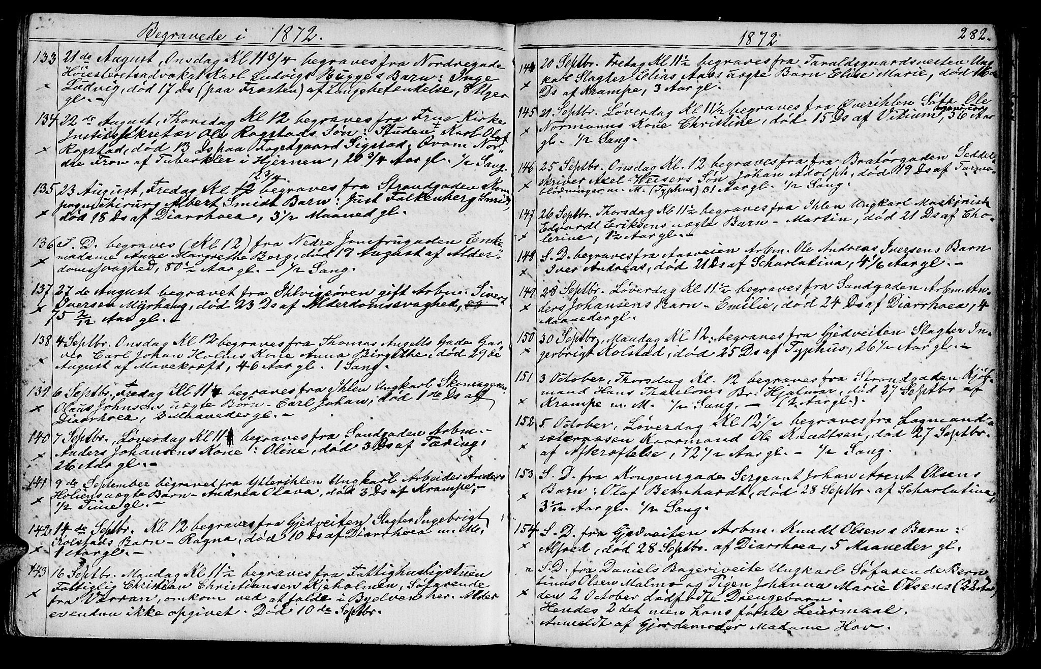 Ministerialprotokoller, klokkerbøker og fødselsregistre - Sør-Trøndelag, SAT/A-1456/602/L0142: Parish register (copy) no. 602C10, 1872-1894, p. 282