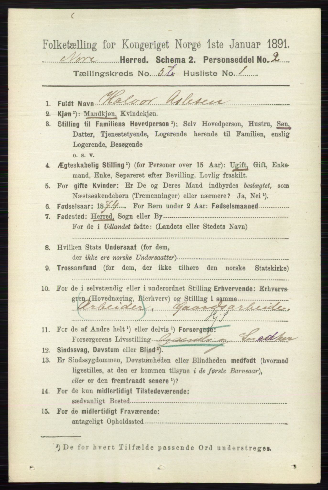 RA, 1891 census for 0633 Nore, 1891, p. 1779