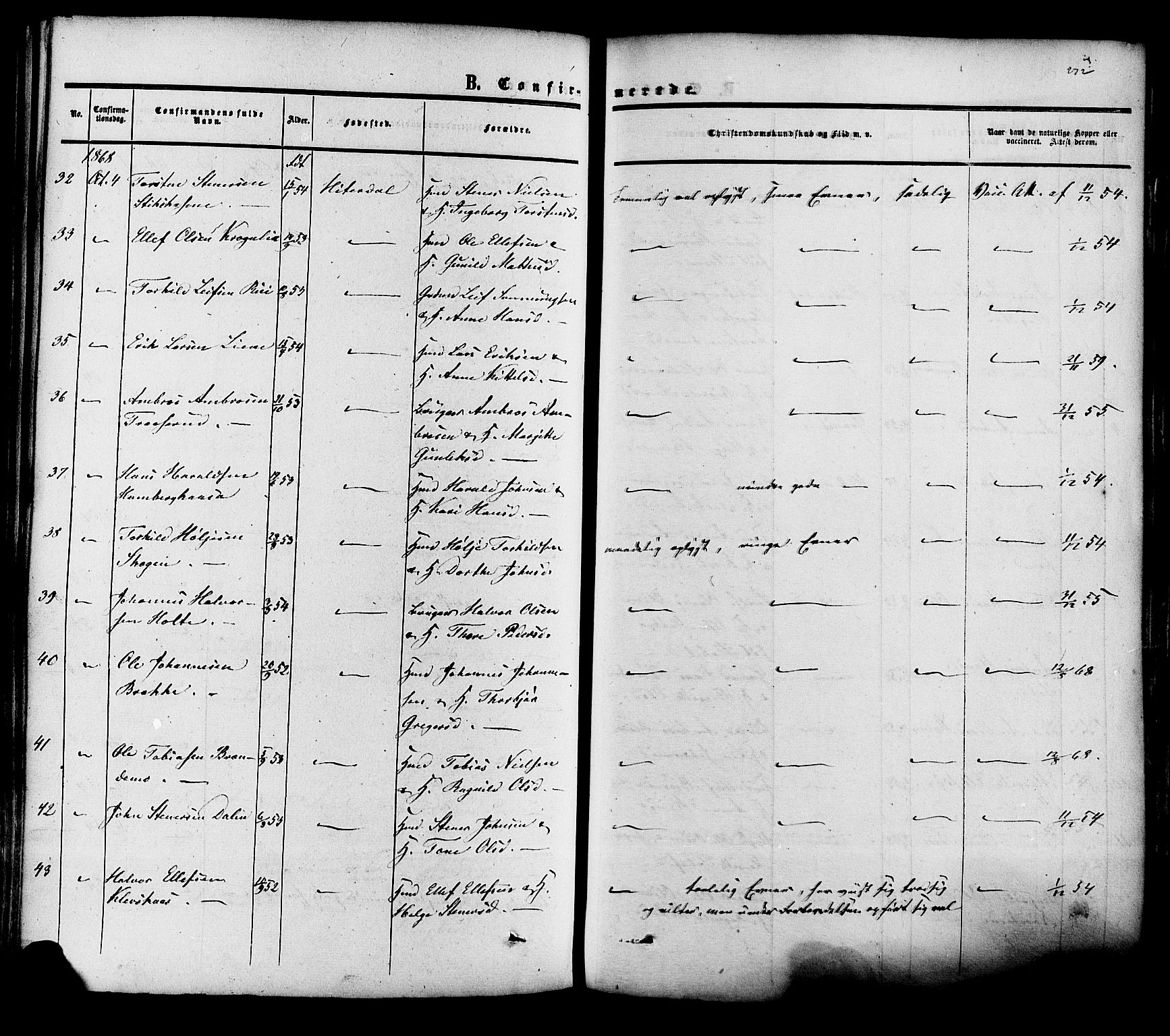 Heddal kirkebøker, AV/SAKO-A-268/F/Fa/L0007: Parish register (official) no. I 7, 1855-1877, p. 272