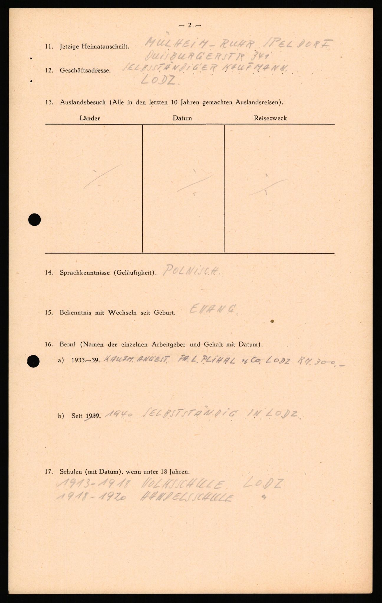 Forsvaret, Forsvarets overkommando II, RA/RAFA-3915/D/Db/L0031: CI Questionaires. Tyske okkupasjonsstyrker i Norge. Tyskere., 1945-1946, p. 431
