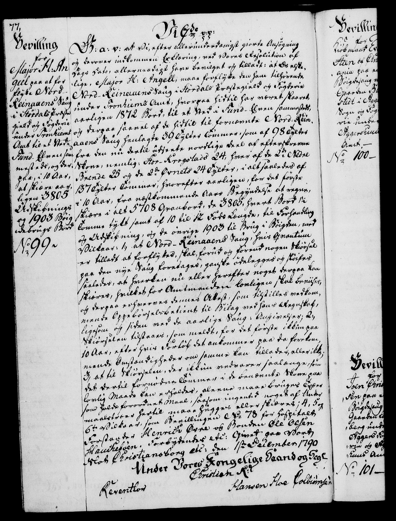 Rentekammeret, Kammerkanselliet, RA/EA-3111/G/Gg/Gga/L0015: Norsk ekspedisjonsprotokoll med register (merket RK 53.15), 1790-1791, p. 77
