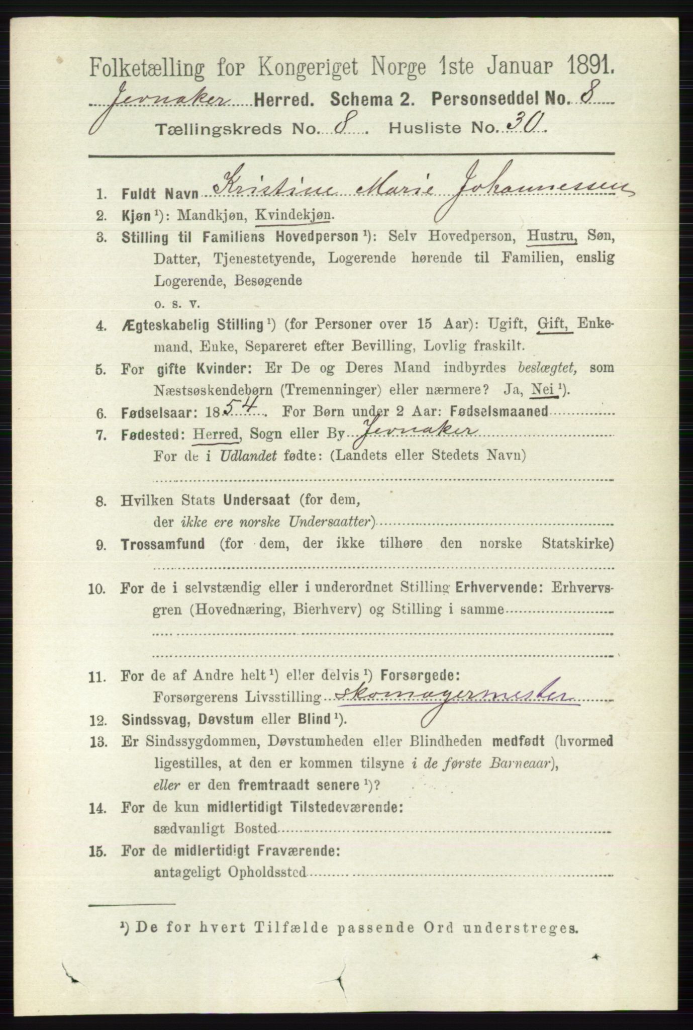 RA, 1891 census for 0532 Jevnaker, 1891, p. 4514