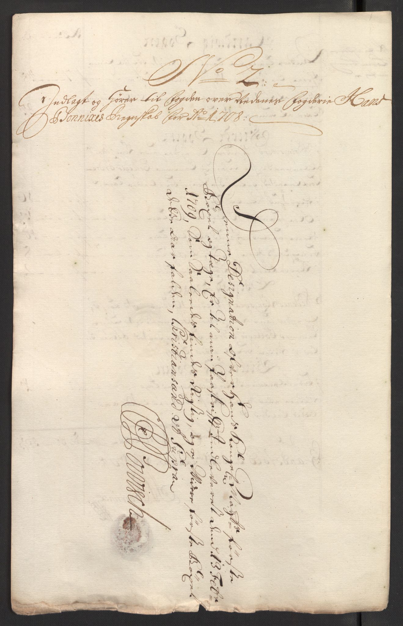 Rentekammeret inntil 1814, Reviderte regnskaper, Fogderegnskap, AV/RA-EA-4092/R39/L2318: Fogderegnskap Nedenes, 1706-1709, p. 260