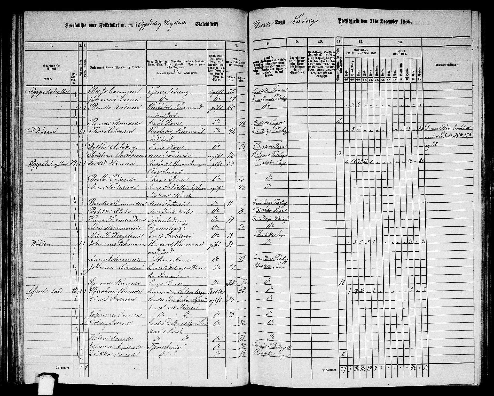 RA, 1865 census for Lavik, 1865, p. 81