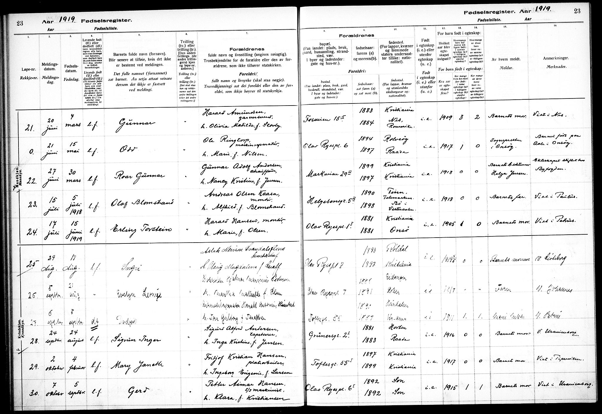 Hauge prestekontor Kirkebøker, AV/SAO-A-10849/J/Ja/L0001: Birth register no. 1, 1917-1938, p. 23